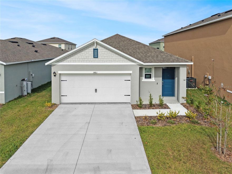 Be the first to live in this brand-new 2024 construction home located in the desirable Villa Mar community in Winter Haven, Florida.

As you arrive, you’ll notice the community’s large resort-style pool and playground set beside scenic Crystal Lake — perfect for enjoying Florida’s outdoor lifestyle. The home itself offers attractive front landscaping, a tidy and low-maintenance yard, a private driveway, and a covered rear porch for relaxing outdoors. A two-car garage provides secure parking and additional storage, and the home also includes an irrigation system for easy lawn care.

Inside, this single-story 3-bedroom, 2-bath home offers approximately 1,504 square feet of comfortable, modern living space. The open-concept layout seamlessly connects the kitchen, dining area, and living room — ideal for both everyday living and entertaining. Tile flooring runs throughout the main living areas, with plush carpet in the bedrooms for added comfort. Recessed lighting, window blinds, and a sliding glass door enhance the bright and airy feel of the home.

The kitchen features granite countertops, stainless steel appliances, and a large pantry, providing both style and functionality. The split floor plan places the primary suite at the rear of the home for added privacy. The primary bedroom includes a walk-in closet and an ensuite bathroom with dual sinks and a walk-in shower.

All bedrooms include closets and can easily be used as sleeping spaces, home offices, or flex rooms to fit your needs.

Don’t miss the opportunity to be the first resident in this beautiful new home. Contact us today to schedule your showing!