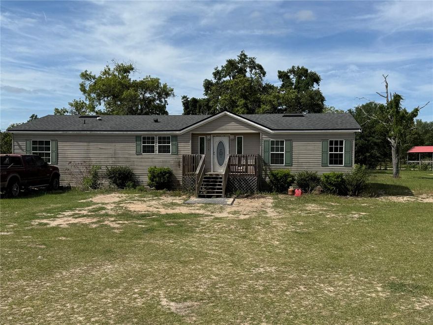 Enjoy peaceful country living with this spacious 3-bedroom, 2-bath manufactured home offering nearly 2,000 sq. ft. of living space, situated on 3 beautiful acres of high and dry land. The fully cleared property provides plenty of room for gardening, animals, outdoor recreation, or future additions.
Inside, the home features a comfortable and functional layout with central heat and air for year-round comfort. The roof is only six years old, providing added peace of mind. The kitchen includes a refrigerator that is just one year old, and the home also comes with a washer and dryer that are only two years old, making it move-in ready with some great recent updates.
With wide open space, privacy, and room to spread out, this property offers the perfect opportunity to enjoy quiet country living while still having space to grow.