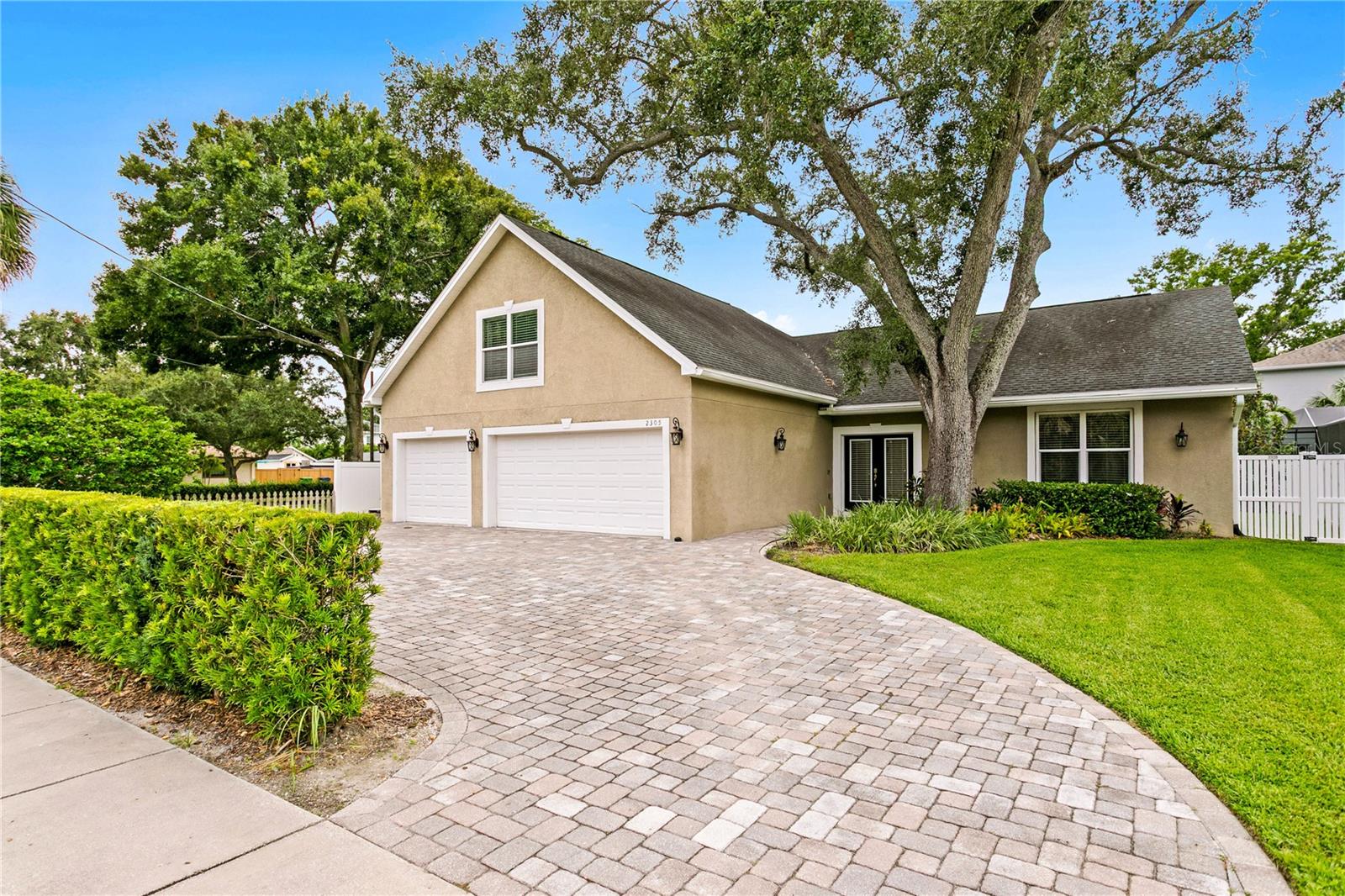 Custom-built in 2014 and located in Palma Ceia West, this block home is immaculate and a true South Tampa gem. No flood insurance required (zone X); fantastic schools. Step through the front door into the spacious open floorplan with high ceilings, and you're greeted by ample sunlight streaming through the many large windows. Beautiful hardwood floors and stone countertops await you throughout. Walk into the generous first floor owner's suite to find a large custom-built walk-in closet. French doors lead to the spacious screened lanai, your personal sanctuary. The second and third bedrooms and a full bath are nearby. Continue up the distinguished open staircase to find the fourth bedroom with en suite half bath - perfect for guests or an office. Impact doors and windows give this home a sense of security, while the tankless water heater and pre-wired surround sound add convenience. The 3-car garage features an additional storage room and Rain Bird sprinkler system. Finally, the home's central location provides easy access to all that Tampa has to offer: South Tampa shopping and dining, Downtown Tampa, Tampa International Airport, Historic Ybor, The International Plaza and Bay Street, and the bridges to Tampa Bay's world-famous beaches.