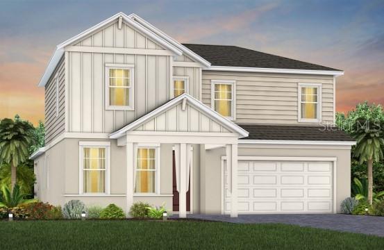 Under Construction. Introducing The Estates at Nona Sound, a collection of luxury single-family and estate-style homes in an ideal location just minutes from the acclaimed Lake Nona Town Center. Enjoy a private, gated new neighborhood featuring designer finishes, where you can personalize your new home in our professional design studio. 2 Models Open Daily!
The beautifully designed two-story, 4-bedroom, 3-bathroom, 2 car garage Coral Grand home offers the perfect blend of luxury, comfort, and functionality. This homesite is conveniently located at the front of the community, right next to the main entrance and the amenities. The beautiful exterior appearance of the home is our Farmhouse style with a front porch and a covered lanai in the back with a privacy wall in your backyard. As you step inside, you are greeted by a grand foyer that opens to the second floor, creating an inviting and open atmosphere. To your left, two spacious secondary bedrooms and a full bath provide ideal accommodation for guests. Travel deeper into the heart of the home, and you’ll find an expansive open concept layout that seamlessly connects the gathering room, kitchen, and cafe. Large windows throughout the main living areas flood the space with natural light, creating a warm and welcoming ambiance. The chef’s dream kitchen is a showstopper, complete with Built-In stainless steel Whirlpool appliances, and soft-close Winstead White cabinetry. The Statuario Silestone countertops, decorative tile backsplash, and pendant prewiring elevate the space, making it perfect for both cooking and entertaining. Step outside to enjoy the extended covered lanai, complete with pocket sliding glass doors that create a seamless transition between indoor and outdoor living. Perfect for entertaining or relaxing, this space is finished with stylish pavers for added charm. The owner's suite, located conveniently on the first floor, provides a private retreat with ample space, and is complemented by a luxurious en-suite bathroom with a walk-in shower with rain shower head, private water closet, and linen closet. The laundry room, also thoughtfully located on the first floor, includes a Washer and Dryer adding to the home’s convenience and ease of living. Upstairs, you’ll find two additional bedrooms, a full bathroom, and a spacious loft, offering plenty of room for everyone. Every detail of this home has been carefully curated, from the Shaw wood-look luxury vinyl plank flooring throughout the first floor to the Aliance White Sand tile in the bathrooms and laundry to the plush, stain-resistant Shaw carpeting in the upstairs loft and bedrooms. Designer-curated finishes elevate every corner of this home, including Bronze Gold hardware and plumbing fixtures, 2” faux wood blinds. For those who appreciate modern technology, this home comes equipped with a smart thermostat, video doorbell, LED downlights, and digital IP camera pre-wire, ensuring your home is as connected as it is beautiful. Experience the luxury of modern living with timeless design – schedule a tour today and see all that this exceptional home has to offer!