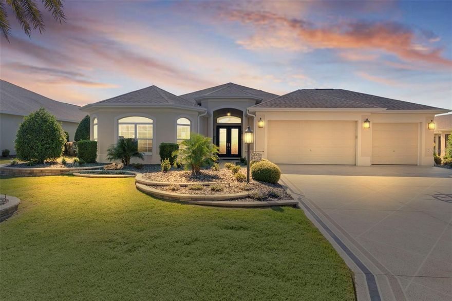 Under contract-accepting backup offers. Experience luxury living in this stunning Expanded Avalon Premier model, perfectly situated in the Village of Pinellas. This rare find offers 4 bedrooms, 3 full baths, and 2,823 square feet of living space, plus a 3-car garage (2-car plus 1-car). Brand new HVAC just installed.

One of the bedrooms has been transformed into a spectacular private home theater with a tray ceiling—complete with its own full bath with a large shower, and walk-in closet. Murphy bed available separately.

You’re first greeted by an impressive entrance that opens to a welcoming foyer. Beyond it lies a gracious dining room with wainscoting and a solar tube light, perfect for hosting festive dinner parties with friends. Afterward, unwind in the spacious living area showcasing a custom entertainment center.

The gourmet kitchen is sure to impress the most discerning chefs. This open design features an oversized wraparound counter that can seat a crowd, plus a central island for added prep space. You’ll love the granite countertops, abundant white cabinetry with over cabinet lighting and pullouts, a pantry with pullouts, stainless steel appliances, built-in oven, cooktop range, recessed lighting, and an additional solar tube for natural light. Just beyond, a cozy breakfast nook opens to a south-facing glass-enclosed lanai—ideal for morning coffee, leisurely afternoons, or evening cocktails under the glow of a Villages sunset.

The primary suite is a serene retreat featuring an impressive tray ceiling and laminate flooring. The spa-inspired ensuite offers separate granite vanities, a soaking tub, Roman shower, private water closet, and a massive custom closet designed to impress.

A guest wing includes one bedroom with a custom office setup and laminate flooring, with space for a queen-size sleeper sofa, while another serves as a private fitness suite. A full guest bath with a large shower and a spacious linen closet completes this area.

Additional highlights include designer paint palette, tile flooring in main areas, crown molding, tall ceilings, and plantation shutters throughout. The inside laundry room is thoughtfully designed with extensive cabinetry, a utility sink, granite folding station, built-in desk, and LG washer and dryer. A private door adds convenience and privacy.

The garage is finished with an epoxy floor, attic stairs, and ample cabinetry. Outside, the impressive entrance area features remote screening for outdoor enjoyment, while the entrance and driveway showcase an attractive painted finish. Enjoy refreshed, professionally designed landscaping with accent lighting, and a spacious side yard—ideal for a future pool or spa. This home truly has it all.

Perfectly located between Brownwood Paddock Square and Lake Sumter Landing, you’ll enjoy easy access to golf, pickleball, swimming, country clubs, recreation centers, shopping, dining, medical facilities, and more.

Discover the ultimate Villages lifestyle—where luxury, comfort, and community meet.