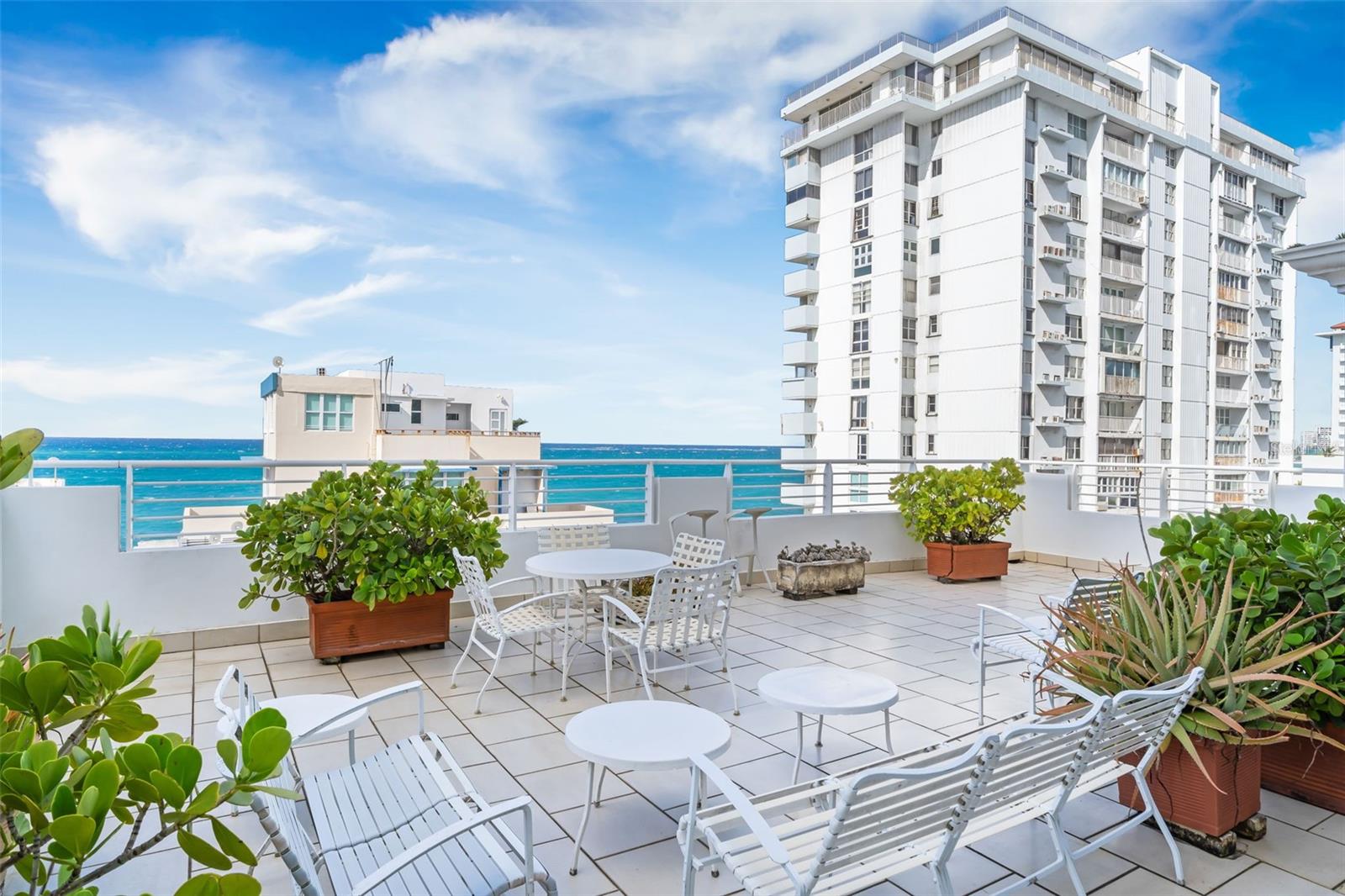 Located in one of Condado's most private and well-built buildings, this approximately 3,100 sq ft apartment perfectly reflects the concept of urban luxury. With 2,400 sq ft of elegant interior spaces and a spectacular 710 sq ft open terrace with ocean views — the only one in the building— this property offers a living experience comparable to the most exclusive residences in the area.
The open-plan design seamlessly connects the social areas with the terrace, ideal for entertaining or enjoying an outdoor lifestyle. It features three spacious bedrooms, two full bathrooms, one half bathroom, and an elevator with direct access to the apartment—controlled from the unit for added security.
It includes three deeded parking spaces, all under cover, a rare advantage in the area. The building offers a full backup electric generator and cistern, and was designed by renowned architects Lucas Cambó and Robert Robinson in 2000.
This is a unique opportunity to acquire a residence with character, space, and an unparalleled terrace in one of the most coveted areas of San Juan.