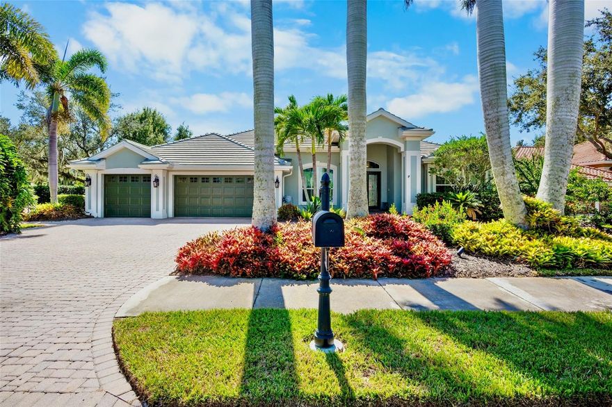 Welcome to Turtle Rock, where comfort, style, and the best of Florida living come together in this stunning custom-built WATERFRONT  residence. Nestled within one of Sarasota’s most desirable gated communities, this well maintained home offers a thoughtful layout, timeless design details, and the perfect setting for both everyday living and entertaining. From the moment you arrive, you’ll be impressed by the  INVITING CURB APPEAL, featuring a BRAND NEW ROOF $70,000.00 (November 2023), a semicircular paver driveway, and a spacious three-car garage with ample storage. Step through the grand double doors to discover an open, light-filled floor plan with SOARING CEILINGS, elegant double tray details with crown moldings, and a smart split design that enhances both privacy and flow, while the home’s ideal southern exposure fills the interior with natural warmth and brightness year-round. The primary suite provides a private retreat complete with walk-in closets with built-ins, beautifully updated cabinetry with double vanities, a soaking tub, and a walk-in shower, creating the perfect space to relax and unwind. The kitchen combines function and sophistication with wood cabinetry, a walk-in pantry, and premium stainless steel appliances including a 5-burner natural gas cooktop (Turtle Rock is a natural gas community), double ovens, and a Sub-Zero refrigerator, making it truly the heart of the home. Additional highlights include a flexible bonus room that can serve as a home office, den, media room, or fourth bedroom, custom built-ins, two AC units for enhanced comfort and efficiency, a whole-house water softener, hurricane-impact and energy-efficient windows $55,000.00 with new sliders (2021) providing added storm protection and potential insurance savings, a wet  and dry bar for those casual moments with family and friends. Step outside to your private outdoor oasis featuring a travertine pool deck, screened-in lanai, heated pool and spa, new pool pump (2022), and new pool heater (2023). The summer kitchen is perfectly positioned for easy outdoor dining and entertaining,The recently updated 3rd bathroom conveniently located an ideal pool bath as well,  while the serene waterfront setting and lush tropical landscaping create a peaceful, resort-style atmosphere.With a long list of amazing features, this beautiful home is truly a "  MUST SEE "  see to fully appreciate. Residents of Turtle Rock enjoy an array of amenities including a geothermal-heated community pool, tennis, pickleball, and basketball courts, scenic walking paths, and a vibrant community center with year-round social events. Conveniently located near shopping, dining, and entertainment, and just minutes from the Legacy Trail and world-famous Siesta Key Beach, this home offers the perfect blend of quality, location, and lifestyle—come experience the warmth and welcoming charm of this exceptional Turtle Rock residence, a place you’ll be proud to call home.