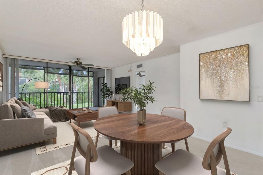 One or more photo(s) has been virtually staged. Embrace the ultimate Sarasota lifestyle in this 2 Bedroom, 2 Bathroom condo in the serene and very private Cross Creek community - A 78-unit community offering a heated resurfaced pool, updated poolside kitchen, gazebo with seating, gas and charcoal grills, tennis/pickleball court, community storage with individual lockers, newer roofs (2021), new carports, and recently painted buildings. The community itself is nestled among native foliage in a secluded environment with a charming wooden bridge. This 1,027 SqFt. retreat features bright, open living spaces along with a walk-in closet, in-unit laundry, and sliding doors to a covered screened lanai that overlooks tranquil creek and water views. The unit features a highly functional layout with a living/dining room combo. There is a covered carport and ample guest parking. Enjoy direct access to the gated 72 acre Red Bug Slough Preserve which is perfect for birdwatching, hiking, and walking your dog. Despite this natural oasis, you are nearby the world-famous sands of Siesta Key Beach, Gulf Gate, downtown Sarasota and all of the premier dining and shopping that it has to offer. A true nature lover’s paradise.