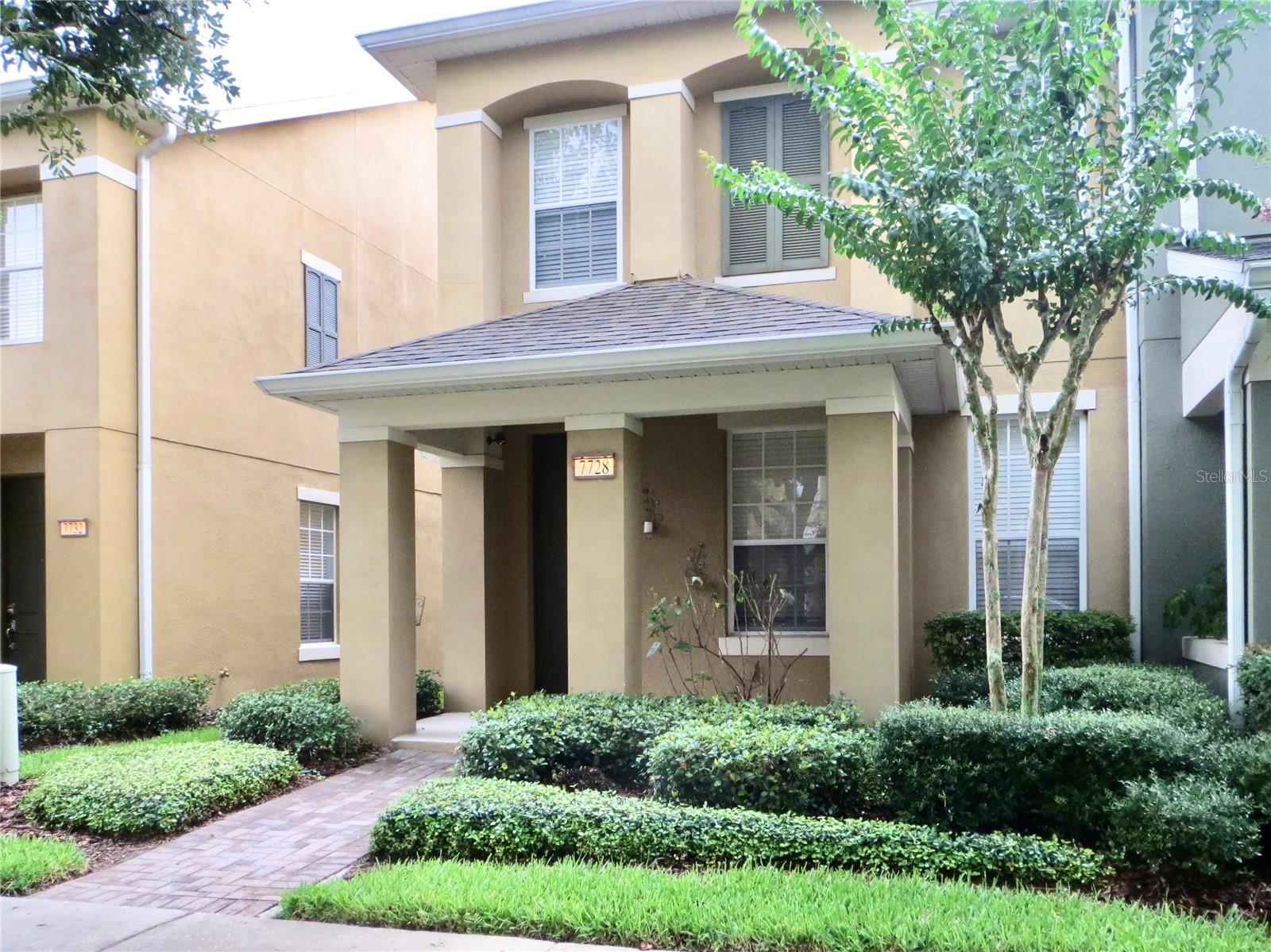 This beautiful 3-bedroom 2.5 bath townhouse with 2 car garage is an END UNIT located at a desirable community, Berkshire Place in Windermere. This house has an open-concept kitchen with granite countertops and stainless appliances. Downstairs has tile flooring throughout the entire 1st floor, and a laundry room with washer and dryer included. Gorgeous French doors from the kitchen open to a private, large brick-paved courtyard. The community has many amenities, including a cabana pool and a playground, as well as walking trails and pristine ponds. Grade A schools. Disney World and Universal Orlando are just minutes away.