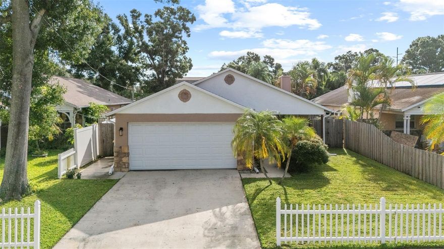 Stunning 3-Bedroom, 2-Bath Pool Home with Oversized Garage. This meticulously maintained split-plan home combines spacious open living with the warmth of intimate details. The vaulted ceilings and open-concept layout create an airy feel, while the wood-burning fireplace and ample wall space—perfect for an 85-inch TV—add comfort and charm. The kitchen has been beautifully remodeled with stone countertops, glass subway tile, a new island, abundant cabinetry, and stainless steel LG appliances. The private master suite offers a generous walk-in closet, an ensuite bath, and exclusive access to the lanai and pool. Recent upgrades include durable porcelain tile throughout the home, a brand-new roof (2025), a new water heater and softener (2023), and a spacious 650-square-foot concrete patio. Outside, one of the home’s biggest highlights awaits—a sparkling pool and expansive backyard with endless possibilities. Complete with a storage shed, the property provides room to park your RV or boat, create a secluded retreat, or design your dream outdoor living space. Situated in a no flood zone in unincorporated Pinellas Park, the home is centrally located just minutes from parks, shops, restaurants, entertainment, and the Gulf beaches. Priced to move, this home won’t last long. Call today to schedule your private showing.