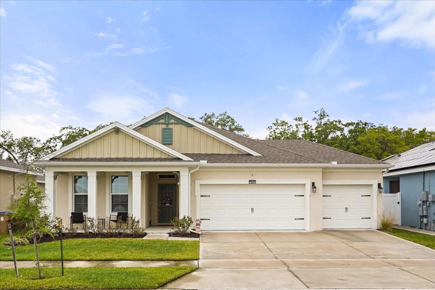 This beautifully upgraded Robinson floorplan, built in 2023, blends modern design with everyday comfort and functionality. Offering 4 bedrooms, 3 full bathrooms, and a spacious 3-car garage, this move-in ready home is thoughtfully enhanced with high-end features inside and out.
From the moment you step into the foyer, you’re welcomed by elegant wainscoting molding that sets the tone for the stylish finishes throughout. The open-concept layout creates a seamless flow between the living, dining, and kitchen areas—perfect for both relaxing and entertaining.
The well-appointed kitchen overlooks the main living space and outdoor lanai, making it ideal for gatherings. It offers ample cabinetry, generous counter space, and a functional layout that keeps everything within reach while staying connected to the heart of the home.
The private primary suite is tucked away at the rear of the home for added privacy. The en-suite bathroom features a garden tub, separate shower, and dual vanities, along with a custom built-in closet system designed for optimal organization and storage.
Step outside to your own private retreat. The fully privacy-fenced backyard, screened-in lanai, and hot tub create the perfect setting to unwind or host guests year-round. Additional exterior upgrades include installed gutters and Govee permanent outdoor lighting, enhancing both curb appeal and functionality.
The home is also equipped with a water softener system and kitchen water filtration system, providing improved water quality throughout.
The 3-car garage offers exceptional versatility with extensive wall-mounted and overhead storage, allowing for maximum organization and efficient use of space.
Ideally located just 0.7 miles from the new Cross Prairie K-8 school, this home offers added convenience in a growing and desirable area.
With modern construction, thoughtful upgrades, and exceptional indoor-outdoor living, this home truly stands out as a turnkey opportunity you won’t want to miss.