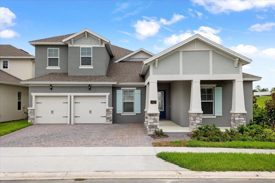 Step into your dream home in the heart of Winter Garden! This brand-new beauty sits on a 3,700 sqft corner lot in a quiet cul-de-sac inside the sought-after Hamlin community. With 5 bedrooms, 4 bathrooms, a spacious bonus room, and a 2.5-car garage, there’s plenty of room for family, guests, and more. The open gourmet kitchen comes with quartz countertops, sleek 42-inch cabinets, and all-new stainless-steel appliances—perfect for cooking or hosting. The owner’s suite feels like a private spa with a soaking tub, walk-in shower, double vanities, and a large walk-in closet. Energy-efficient features like spray foam insulation, Low-E windows, a smart thermostat, and Wi-Fi-enabled fridge make this home as smart as it is stylish. Out back, enjoy the oversized covered patio—great for barbecues, coffee mornings, or catching sunsets. Just minutes away from Orlando Health, Publix, gyms, and more, this home truly has it all. Don’t wait—book your private tour today!