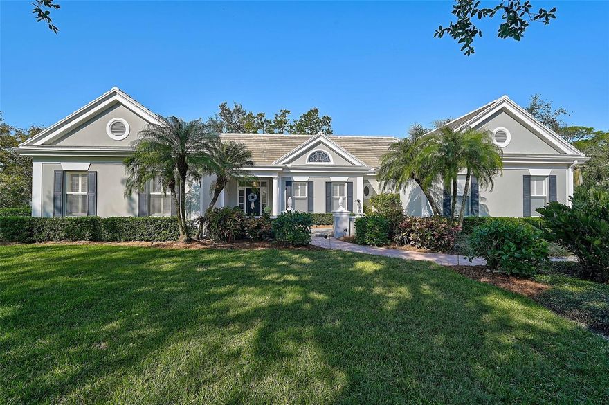 **STUNNINGLY DESIGNED and UPDATED -- ARCHITECTURAL ESTATE in the coveted OAKS BAYSIDE Country Club Neighborhood** on Little Sarasota Bay waters features 3 BEDS plus DEN/OFFICE, 3 FULL BATHS and incredible detail throughout including beautiful crown moldings, volume ceilings, hardwood floors, wainscoting, plantation shutters, LED lighting accents and MORE! NEW ROOF (2020). The CHEF’s KITCHEN boasts Quartzite counters, hardwood cabinetry, NEW Appliances include SUBZERO Refrigerator, WOLF Range and built-in coffee station, etc. The Spacious primary bedroom suite entails a bonus sitting area and multiple walk-in closets while the primary bath offers dual vanities, elegant soaking tub and custom-tiled shower. Enjoy the utmost in Florida living in the expansive, screened Lanai with impressive pavered deck, ample covered sitting area and oversized, Heated, Saltwater, PebbleTec Pool and Spa. This desirable corner lot in Flood Zone “X” with lovely, manicured, lush landscape offers a tranquil and private setting. The nearby Community Day Dock on the Intracoastal Waterway is a cherished amenity of the Oaks-Bayside residents. THE OAKS is a distinguished, 24hr Guarded, Country Club Community which boasts many accolades including: Platinum Club of America, Emerald Club of the World, Elite Distinguished Club of the World and One of America’s Healthiest Clubs - where amenities include 3 RESTAURANTS, Ballroom, Two 18-hole championship GOLF courses, award-winning RACQUETS program with 12 Har-Tru Hydro-Grid TENNIS courts, 4 PICKLEBALL Courts, wonderful CROQUET facility, state-of-the-art FITNESS center and junior Olympic, heated community SWIMMING POOL, Bocce, Basketball Court, Playground and more! The Oaks is just minutes from nationally ranked Pine View School, the Legacy Bike Trail, area Beaches and all that Gulf Coast living has to offer. Membership is required and there is NO WAITLIST for GOLF or SOCIAL Membership.