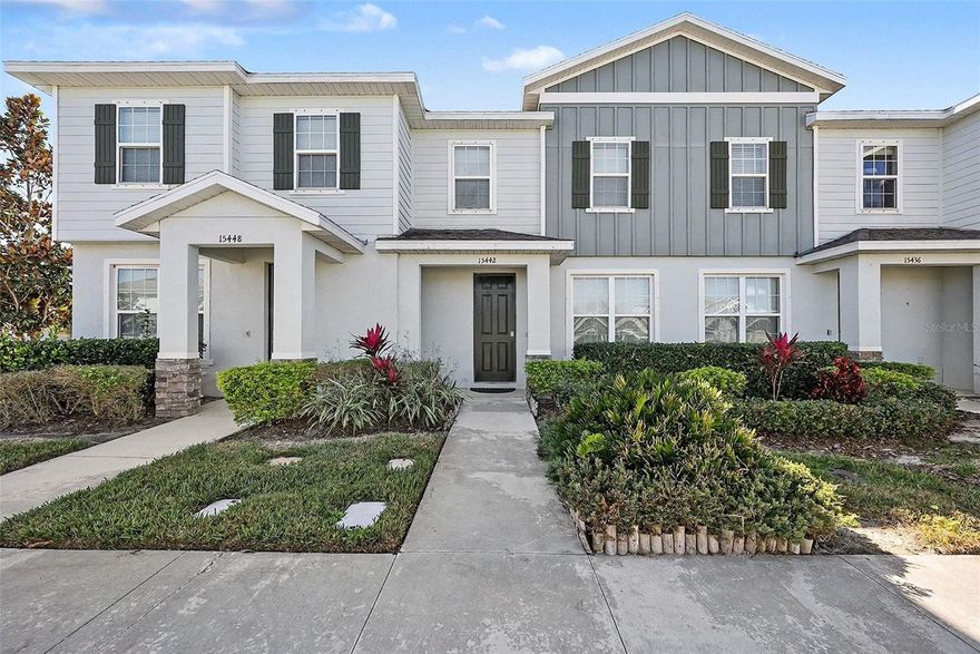 One or more photo(s) has been virtually staged. Welcome home to this beautiful 3-bedroom, 2.5-bathroom residence with a 2-car garage, located in the
highly sought-after Asturia community in Odessa, Florida. As you enter the home, you’ll immediately
appreciate the open-concept kitchen and living area, perfect for everyday living and entertaining. A
convenient half bathroom is located on the first floor for guests. The kitchen features stainless steel
appliances, granite countertops, an upgraded backsplash, and a large center island offering additional
seating and ample prep space. Just off the kitchen, the back door in the kitchens leads to a spacious
patio, providing a great outdoor retreat and access to the detached 2-car garage with alley access. All
bedrooms are located upstairs for added privacy. The generously sized primary suite includes a walk-in
closet and an ensuite bathroom complete with dual vanities and a large walk-in shower. The secondary
bedrooms are well-sized and share a full bathroom with a tub/shower combination. The laundry closet is
conveniently located upstairs. Asturia offers an exceptional lifestyle with resort-style amenities including
a community pool, playground, fitness center, and inviting common areas. Ideally located near the
Suncoast Parkway, this home provides easy access to Tampa, along with nearby shopping, dining,
entertainment, and medical facilities. Don’t miss your opportunity to make this wonderful home your
own—schedule your private showing today!