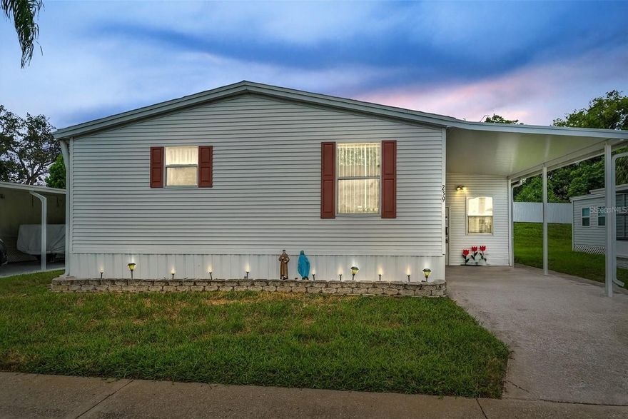 ***Back on the Market!*** Move-in ready 3-bedroom, 2-bath home located in the highly desirable Tarpon Shores 55+ resident-owned, golf-cart friendly community. Open-concept layout with a split-bedroom plan, large living room, and a Florida room—perfect for entertaining or relaxing. The primary suite features a walk-in closet, ensuite bath with a step-in shower, and linen closet. while both guest bedrooms are nice sized to accommodate family, visitors, or a home office. The guest bath includes a tub/shower combination. The kitchen is fully equipped and comes with all appliances. The laundry room comes with washer, dryer, and additional storage space. Flooring includes easy-care laminate and tile with carpet in the bedrooms. Recent updates include a NEW roof (2025), NEW AC/heat package unit (2020), New Water Heater (2020), New Wall Unit AC in Florida Rm. Best of all—YOU OWN A SHARE IN THE CO-OP with no lot rent! The $40,000 share value is included in the list price and may be financed through the co-op. Tarpon Shores residents enjoy a vibrant lifestyle with a clubhouse offering a kitchen, library, billiards, and card room, along with a heated pool, covered shuffleboard, bocce ball, horseshoes, golf and bowling leagues, and numerous social activities. The low monthly fee of just $315 includes lawn mowing, lawn spraying (fertilizer, insect and weed control), water, sewer, trash pickup, cable TV with community channel, and internet. This warm and welcoming community also offers onsite management, low taxes, and the peace of mind of not being in a flood hazard zone. Ideally located near beaches, golf courses, shopping, dining, fishing, boating, and some of the most beautiful sunsets on the Gulf Coast, Tarpon Shores offers Florida living at its best. Don’t wait—schedule your showing today and experience all that this sought-after resident-owned community has to offer!