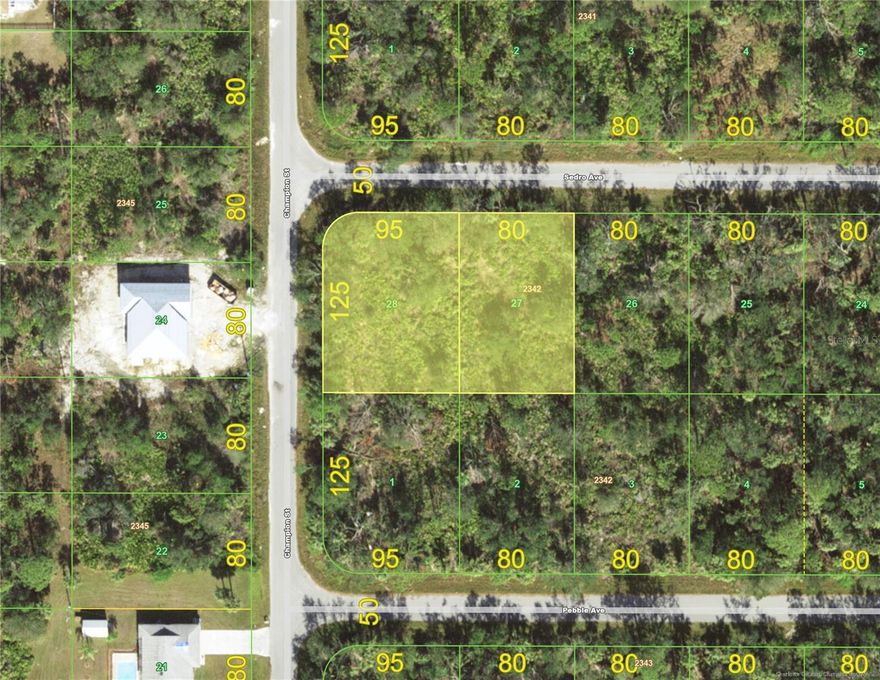 Looking to build your dream home in paradise? This vacant corner double lot in Port Charlotte, FL, offers the ideal opportunity! Spanning an impressive size, this property provides ample space to design a custom home with plenty of room for a pool, garden, or outdoor entertaining area. 

Centrally located, you're just minutes from the best local amenities. Enjoy shopping at Coco Plum Plaza, dining at nearby restaurants, and relaxing on the pristine Gulf beaches. Sports enthusiasts will love the proximity to Cool Today Park, home of the Atlanta Braves Spring Training, and the new downtown Wellen Park district for vibrant community events. The luxurious Sunseeker Resort on Charlotte Harbor is also a short drive away, offering world-class dining, entertainment, and waterfront views.

This lot is a rare find in a growing area, providing both tranquility and convenience. Whether you're looking for a peaceful retreat or easy access to the area's vibrant attractions, this property is the perfect canvas for your next chapter.

Don’t miss this incredible opportunity to make your dream a reality in one of Florida’s most desirable locations!
