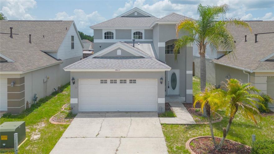 One or more photo(s) has been virtually staged. Welcome to 28632 Seashell Ct, a bright and move-in-ready two-story home in Wesley Chapel offering clean finishes, practical living spaces, and strong value from day one. Priced at $335,000, the same value reflected in a RECENT APPRAISAL completed on 5/26/26, this home gives buyers added confidence while offering the comfort of a roof that is less than 4 years old. AHS ShieldEssential 1 YEAR HOME WARRANTY INCLUDED with full price offer!
From the moment you enter, the home feels fresh, open, and easy to maintain, with neutral interior tones, crisp white trim, updated dark wood-look flooring through the main living areas, and tile flooring in the kitchen for a polished, low-maintenance finish. The floor plan offers comfortable separation between living, dining, and kitchen spaces while maintaining an easy flow for everyday living and entertaining. The spacious front living and dining area features high ceilings, natural light, and plenty of room to create both a formal gathering space and a relaxed everyday living area.
The kitchen is bright and functional with white cabinetry, generous counter space, a gas range, built-in microwave, dishwasher, double sink, and direct access toward the rear patio and fenced backyard. Upstairs, the home continues with a clean, neutral design that gives buyers a strong starting point from day one. The bathrooms feature light cabinetry, extended vanity space, tub/shower combinations, and simple finishes that are easy to personalize. The walk-in closet provides useful storage, while the two-car garage, fenced yard, and covered rear patio add everyday functionality inside and out.
Located in Wesley Chapel, this home places you near many of the area’s most popular shopping, dining, and recreation destinations, including Epperson Lagoon, The Grove at Wesley Chapel, KRATE, Tampa Premium Outlets, The Shops at Wiregrass, PopStroke, AdventHealth Center Ice, restaurants, grocery options, and medical conveniences. Commuters will appreciate access to SR-54, SR-56, I-75, and I-275, with convenient routes toward downtown Tampa, USF, Tampa International Airport, and Gulf Coast beaches.
With its neutral finishes, hard-surface flooring, functional layout, fenced backyard, newer roof, clean presentation, and pricing aligned with a recent appraised value, this home is ready for its next owner to move in and start enjoying Wesley Chapel living. Schedule your private showing today and experience all this home has to offer!