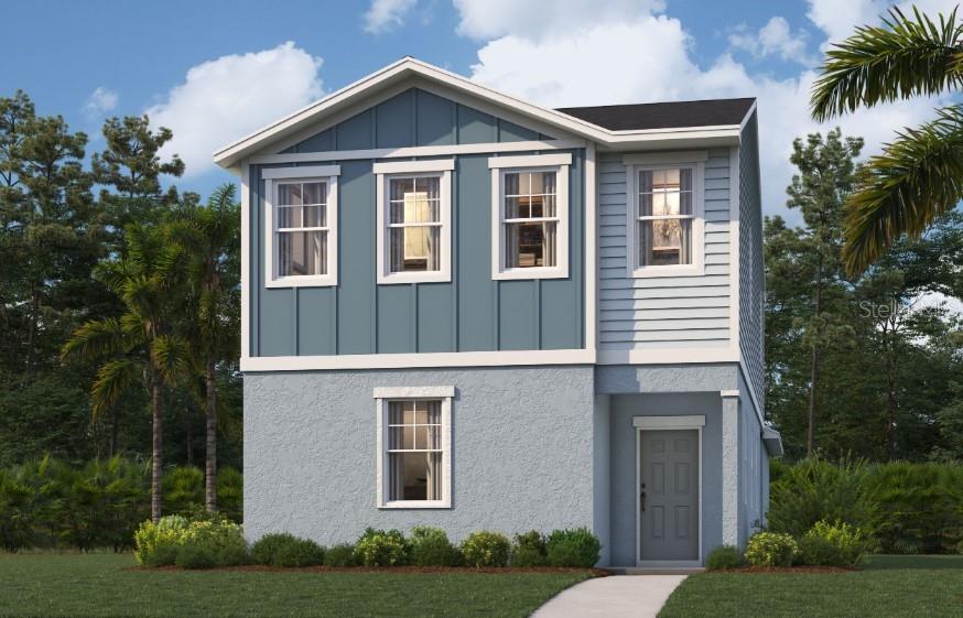 One or more photo(s) has been virtually staged. Under Construction. Discover the perfect location at Spring Walk at the Junction in Volusia County. Conveniently located just 5 miles from Seminole Town Center and within walking distance of a future Publix shopping center, living at Spring Walk provides easy access to everyday amenities. The DeBary Sunrail Station is just 0.6 miles away, connecting you to a 61-mile commuter rail system from DeBary to Downtown Orlando, Kissimmee, and Poinciana. Quick access to major transportation routes like US 17, I-4, the Central Florida Greenway, the Wekiva Parkway, and SR 46 makes for effortless commuting. Sanford International Airport is just 15 miles away for frequent travelers. Spring Walk at the Junction not only offers convenience, but also a lifestyle. Located next to Gemini Springs Park & Trailhead, it is perfect for outdoor adventurers with endless opportunities for exploration. Homeowners will enjoy a 7-minute drive to the Central Florida Zoo and Botanical Gardens. Outdoor enthusiasts can explore the St. Johns River, Lake Konomac Conservation Area, and Lake Monroe Wildlife Management Area for a variety of activities. Experience the best of Florida living at Spring Walk at the Junction.
Stanley Martin presents the Overton, a brand-new split-level single-family home design with a smart open-concept layout, a two-car rear garage, and energy-efficient features ideal for both entertaining and relaxing. The first floor features a spacious kitchen with a pantry for extra storage, a dining room, a family room, and a powder room, complemented by a covered deck. Before ascending the stairs, you'll find the first guest bedroom on this level. Upstairs, discover a master suite with a walk-in closet and a bathroom with a double vanity. Additionally, a conveniently located laundry room awaits to save you the hassle of carrying laundry. Enjoy a flex room for endless opportunities for storage and fun, along with two additional bedrooms upstairs for extended family or guests. The Overton achieves a perfect balance between low-maintenance living and the spaciousness of a split-level single-family home.