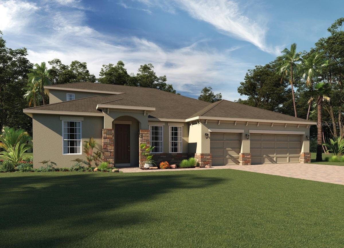 Under Construction. Discover the Brentwood plan, an exceptional new home nestled on an oversized homesite in the highly desirable Bargrove Estates community. This stunning residence offers 5 bedrooms, 4 full baths, a 3-car garage, and a flexible layout with a first-floor den/study and an optional second-floor suite. Designed with luxury in mind, it features soaring 9'4" ceilings and elegant 8' interior doors on the 1st floor, 5¼" baseboards throughout, and a beautifully upgraded kitchen with 42" cabinets, quartz countertops, tile backsplash, and stainless steel appliances. The spacious Great Room flows seamlessly to a large covered lanai—perfect for indoor-outdoor living—while the private Primary Suite showcases a luxurious bath with dual sinks, garden tub, a walk-in shower with rain-head fixture and frameless glass enclosure, and a generous walk-in closet. This home is the perfect blend of comfort, style, and functionality. Bargrove Estates is located just a few minutes from downtown Mt. Dora with extensive shopping and dining options, and close to 429 for easy access to Orlando, Lake Mary, and Maitland.