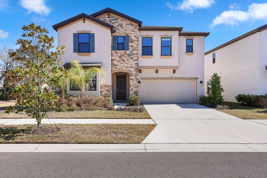 Welcome to the Westbay Pelican floorplan in the highly desirable Hawkstone community — where generous space, thoughtful design, and everyday comfort come together beautifully.
Featuring 5 bedrooms, 3 full bathrooms, a 2-car garage, and 3,448 square feet, this impressive two-story home is designed for both entertaining and functional living. A grand foyer welcomes you inside, seamlessly connecting the formal dining room to the open-concept living area and kitchen.
At the heart of the home, the spacious kitchen is a true showpiece, offering stainless steel appliances, abundant cabinetry, a large walk-in pantry tucked behind the kitchen near the mudroom, and an oversized island with room for seating — perfect for casual meals, gathering with guests, or everyday living. Just off the dinette, a versatile flex space provides endless possibilities, whether used as a home office, study area, playroom, or creative space.
Triple sliding glass doors open to the screened lanai overlooking the backyard with no rear neighbors, creating a private outdoor setting ideal for relaxing evenings or hosting friends and family.
The main level also includes a guest bedroom and full bathroom, offering flexibility for visitors or multi-generational living.
Upstairs, the luxurious owner’s suite serves as a peaceful retreat, complete with a spa-inspired en-suite bath featuring a dual-sink vanity, soaking tub, glass-enclosed shower, and a generously sized walk-in closet. Three additional spacious bedrooms share another full bathroom, while a large laundry room and an expansive loft/bonus room provide even more room to spread out — ideal for a media room, game room, or secondary living area.
As a resident of Hawkstone, you’ll enjoy access to the community pool along with convenient proximity to top-rated schools, shopping, dining, and everyday essentials.
This exceptional home delivers the space, layout, and lifestyle you’ve been looking for — all in a vibrant community setting.