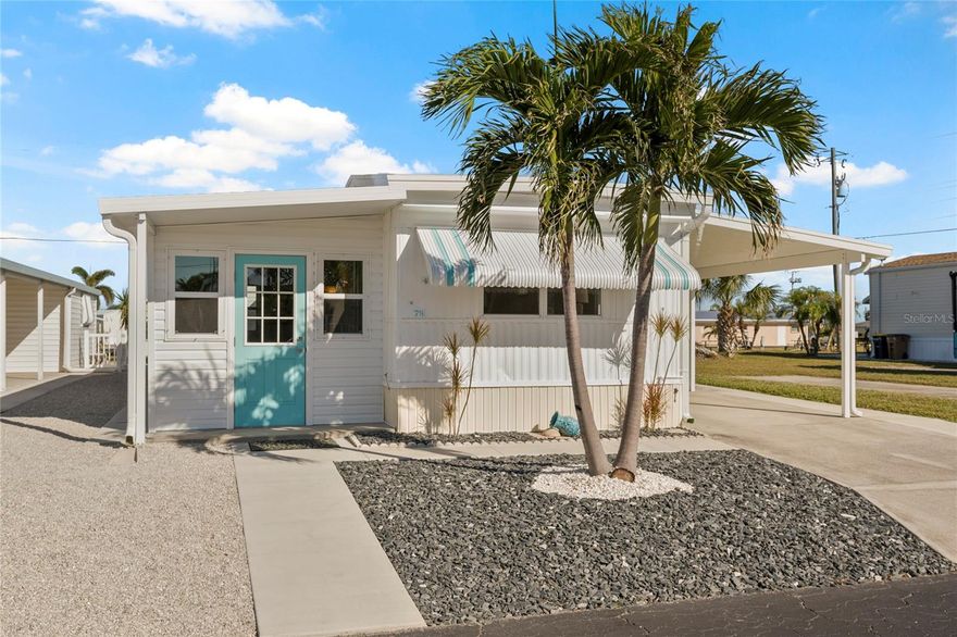 Price Improvement! WATERFRONT HOME! This is a great opportunity to own a fully furnished WATERFRONT home with a Dock, cozy single-wide in Resident Owned Parkhill Estates. This 2-bedroom, 1 bathroom home has 723 square feet of living space that has been completely remodeled with the following updates: two mini-splits for cooling and heating, new hot water heater, newly painted interior, new doors on all doors, laminate floors throughout, new windows and window treatments, bathroom shower, vanity, lighted/heated mirror, toilet, cabinet, new sewer drain for bathroom, kitchen to include microwave, stove with convection oven, sink faucet, ceiling fans, lights in kitchen, bathroom, living room, master, two large secure storage sheds one that houses the washer dryer and the second for all of your tools and toys. The kitchen has plenty of place for your kitchen essentials. Brand new bonus room that has a fully insulated roof and walls, dual pane windows, hurricane shutters and trimmed out in 3/8 ply bead and PVC. Updated landscaping which includes new landscape rock, pavers and an area that could be closed in as a lanai at the rear of the home. Dock on canal with Harbor access in back. Parkhill Estates is 55+ community that requires a 5 shares minimum buy-in to be bought at $1000 a piece. The more shares you buy the lower the HOA is. NO PETS are allowed on the property except for service animals, and NO LEASING OR RENTING of units permitted. Parkhill is conveniently located within a few miles from the Punta Gorda airport, major highways, downtown Punta Gorda which offers restaurants, shopping and waterfront activities. Now is the time to make this great furnished home yours! Punta Gorda was voted “#1 Best Small Place to Live” by Money Magazine and Forbes.