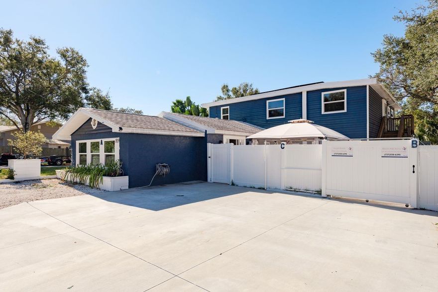 Rent includes basic cable, trash, water, and sewer! This spacious 2-bedroom, 2-bathroom home is located just one block from the Pinellas Trail and only 10 minutes to the beach. Bright and inviting, the residence features a recently updated kitchen with abundant cabinet space, a walk-in pantry, and a washer/dryer. The living room, situated just off the kitchen, is filled with natural light from multiple windows. The primary suite offers an en-suite bathroom for added privacy. Enjoy outdoor living with a sizable patio, perfect for grilling and entertaining. Additional highlights include a separate storage area ideal for bicycles or paddle boards, and two off-street parking spaces.
Conveniently located near John S. Taylor Park, shopping, schools, and restaurants, this home combines comfort, functionality, and a prime location.  Property was high and dry and is not located in an evacuation zone.