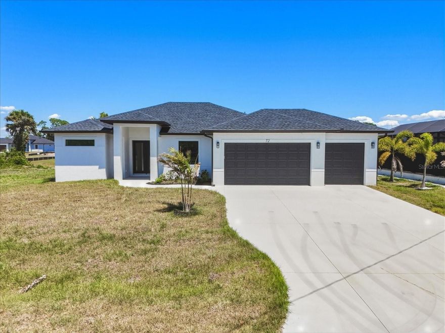 MOVE-IN READY | BRAND-NEW CONSTRUCTION | POOL HOME | IMPACT GLASS | 3-CAR GARAGE | LOW HOA. 

From the moment you arrive, this exceptional home makes a statement—featuring a coach-lit driveway, inviting front porch, and elegant double-door entry that set the tone for the quality craftsmanship found throughout.

Located in the highly desirable Rotonda West golf-course community—just 11 minutes to Englewood Beach, this 4-BEDROOM, 3-BATHROOM, 3-CAR GARAGE residence was thoughtfully designed with no detail overlooked and no feature understated.

Step inside to soaring volume ceilings, 8-foot doors, and a light-filled, open-concept layout. The Living Room showcases a dramatic tray ceiling with crown molding, recessed lighting, and a 6-foot ceiling fan, while a 3-panel sliding glass door opens seamlessly to the covered lanai—creating the ultimate indoor-outdoor Florida lifestyle. The formal Dining Area is ideal for entertaining, enhanced by dual sliding glass doors and ample space for a statement sideboard.

At the heart of the home, the chef-inspired Kitchen impresses with a massive 9-FOOT ISLAND, TWO oversized 5-FOOT PANTRIES, high-end stainless steel appliances, tile backsplash, and solid wood, soft-close cabinetry topped with striking veined quartz countertops. Designer finishes, brushed nickel hardware, and on-trend shiplap accents—featured on the island, Living Room wall, and foyer—elevate the entire space.

The split-bedroom floorplan offers privacy and flexibility. The luxurious Primary Suite features lanai access, tray ceiling, transom window, dual walk-in closets, and a spa-like en suite with an expansive tiled walk-in shower with dual showerheads, split quartz vanities, private water closet, and linen storage. A junior primary suite offers its own en suite bath, which also functions as a convenient pool bath—ideal for guests.

Throughout the home, enjoy easy-care, allergen-free porcelain plank flooring and a premium lighting package including ceiling fans, pendant lighting, and elegant chandeliers.

Step outside to your private oasis—featuring a 41’ screened pool deck with sunshelf, plus TWO lanais, including a 30-foot entertaining space and a second private lanai off the rear guest bedroom.

Built for durability and peace of mind, this home includes HURRICANE IMPACT WINDOWS & SLIDERS, a HIP ROOF design for potential insurance savings, off-ridge venting, and superior STEM WALL construction—engineered for Southwest Florida conditions. FEMA LOMR application is in process, with builder elevation positioning the home for **Flood Zone X designation**.

The oversized 29’ x 22’ (679 sq ft) 3-CAR GARAGE features two hurricane-rated doors plus a convenient side-yard access door.

Enjoy a low annual HOA of just $190 with deed restrictions that preserve neighborhood quality—ideal for full-time living, seasonal use, or Airbnb investment potential.

Rotonda West is a sought-after, master-planned community offering 5 golf courses, The Hills Restaurant, parks with pickleball courts, playgrounds, walking trails, sidewalks, and scenic canals for fishing—all just minutes from marinas, boat launches, and the pristine Gulf beaches of Englewood.

With 2,025 sq ft under air that lives even larger thanks to its open design and volume ceilings, this move-in-ready home delivers luxury, function, and location.

Priced to sell—schedule your private showing today. Professional pictures coming soon.