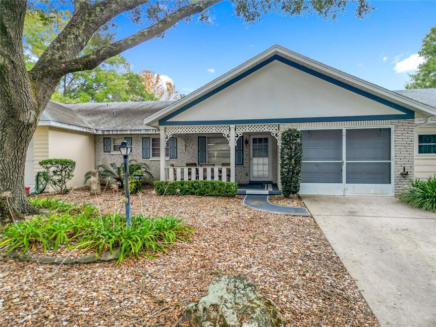 Located in the gated 55+ golf course community of On Top of the World, this 2-bedroom, 2-bath villa with a 1-car garage offers 1,322 sq ft of comfortable living space. The home features carpet throughout, AC replaced in 2024, roof replaced in 2018, and water heater replaced in 2022.

The primary suite includes a large walk-in closet and an additional flex area, ideal for a home office, reading nook, or craft space. The second bedroom is generously sized, perfect for guests or hobbies.

The kitchen offers ample cabinetry and a pantry. Upon entering the home, you are welcomed into a living room and dining room combo, providing a comfortable and functional layout for everyday living and entertaining.

Enjoy multiple outdoor living areas including a front porch perfect for morning sun, a lanai/bonus room, and a screened porch ideal for morning coffee or relaxing evenings while enjoying the breeze. The laundry is located inside the garage, which also offers ample storage and additional storage space.

Residents enjoy access to community amenities including golf courses, clubhouses, pools, fitness centers, dog parks, on-site restaurants, and a wide variety of social and recreational activities.
