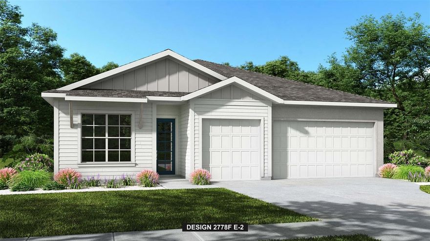 Under Construction. The front porch opens into the main entryway which greets you with a tray ceiling. French doors open into the home office which overlooks the front yard with a large window. A private guest suite is down the hall and features a linen closet, full bathroom and large walk-in closet. As you enter the kitchen you are greeted by an island with built-in seating, ample counter space, and a corner pantry. The dining area connects the space to the family room which boasts a wall of windows overlooking the backyard covered lanai. The primary bedroom is off the main living space and offers ample natural light from its extended wall of windows. Double doors lead into the bathroom which features dual vanities, a freestanding tub, linen closet, glass enclosed shower, and two walk-in closets. Two additional secondary bedrooms with ample storage complete the space. The laundry room is located off the main hallway. The drop zone which features additional storage space leads to the three-car garage.