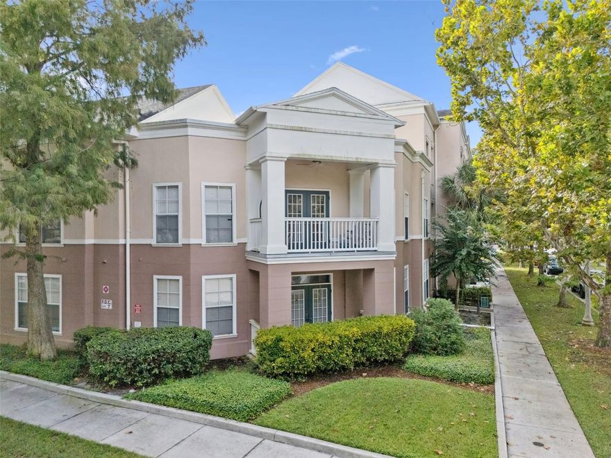Beautifully updated top-floor end unit in the heart of Celebration with sweeping views of greenery and the Water Street Canal. Just steps from Market Street’s shops, dining, and bakeries and minutes from Celebration Golf Club, this one-bedroom condo offers the perfect blend of charm and convenience. Renovated and move-in ready, it features a new bathroom with walk-in shower, a modern kitchen with stainless steel appliances (refrigerator, range, dishwasher, microwave), granite countertops, and LVP flooring in the kitchen and bath. The open-plan living/dining area and spacious bedroom create a comfortable, inviting layout. Additional upgrades include a 2023 AC replacement, window blinds, and a bedroom ceiling fan. Celebration residents enjoy walking trails, lakes, multiple pools, tennis courts, playgrounds, and year-round community events — all just 10 minutes from Disney with easy access to major highways. This unit is sold unfurnished. Schedule your private showing today.