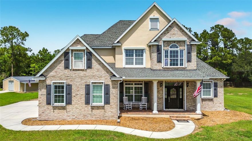 Custom-built 4BR/3BA two-story home on 2.19 acres in desirable St. Cloud Manor! Built in 2013, this move-in ready property offers 2,509 SqFt of living space (3,293 total) with durable Burke flooring, fresh paint, bonus room, mini office, and ample storage.
Enjoy a screened-in pool, fireplace, surround sound, and a spacious outdoor setting with a large pond. Additional features include a metal garage/workshop, oversized carport for boat/RV, and chain-link fenced area. Built for efficiency and peace of mind with foam insulation, water treatment system, new pump house/well, tornado shelter, and remote-controlled storm shutters—home can be fully secured in minutes. Solid construction with frame/stucco and concrete block, plus gable/hip roof design. Offered AS-IS, this unique property combines privacy, functionality, and modern convenience—an exceptional opportunity for buyers looking for space and security without sacrificing comfort. This is the one you've been waiting for. Schedule your showing today!