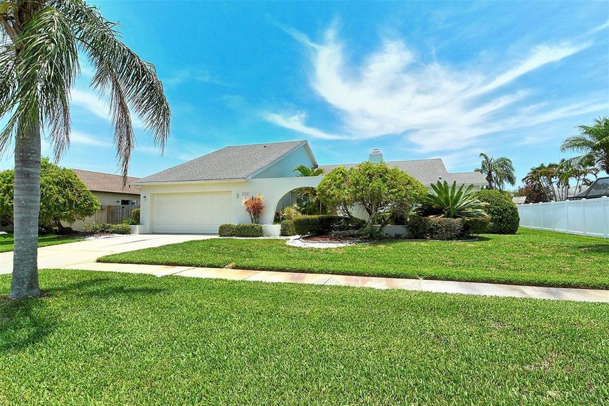GULF GATE EAST.  Welcome to this three-bedroom, three-bathroom 1,899 square foot pool home with an attached two-car garage conveniently located in desirable Gulf Gate East in Sarasota, Florida.  Mature trees and well-maintained landscaping, miles of sidewalks on both sides of the extra wide streets, picturesque lakes, dog stations along the walkways, and benches to relax, are a few of the attributes that make this deed restricted community an extraordinary neighborhood – just ask anyone who lives there!  Located advantageously near schools,  churches, beaches, shopping, airports, hotels, interstate, restaurants, and nightlife, adds to the appeal.  Equally enticing - the annual HOA fees of only $260 - a YEAR. ***
This lovingly lived-in home offers an open-concept layout and features vaulted ceilings, a separate dining room, updated kitchen with breakfast nook, wood burning fireplace, wet bar, and laundry room. Perfect for families and guests, the split floor plan provides plenty of space and privacy. The primary bedroom is a true retreat, located on one side of the home with ensuite bathroom with tub and separate shower, and has a private sitting area with sliding glass doors opening to the lanai and pool area.  The second and third bedrooms – one of which houses a Murphy Bed - are situated on the opposite side of the home as is the guest bath. ***
The living area is perfect for entertaining with the high ceilings and two walls of sliding glass doors opening onto the private lanai overlooking the heated pool and spa enclosed by a screened pool cage.  The third bathroom located off the pool deck creates a truly functional and inviting outdoor living space. The price reflects the need for a little updating, repairs, and TLC.  Given the location, neighborhood, and great bones, this home has the potential to be a worthy investment and delightful home! *** An ADDED BONUS: the seller is including with the sale an American HOME Shield WARRANTY for the Buyer (ShieldPlus with the added Roof and Pool/Spa coverage)! An amazing $$$ value! *** Don’t miss this incredible opportunity to own a home in one of the most popular neighborhoods in Sarasota! Room Feature: Linen Closet In Bath (Primary Bedroom).