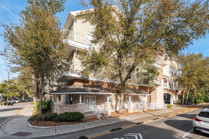 One or more photo(s) has been virtually staged. One or more photo(s) has been virtually staged. Photos are of a comparable unit in the building with the same floor plan. Finishes may vary. WALK TO UF CLASSES, MIDTOWN, AND BEN HILL GRIFFIN FOOTBALL STADIUM! Rare 1 bed/1 bath floor plan walking distance to the University of Florida. This luxury condo features high ceilings and a balcony off the living area that provides great natural light. The upgraded kitchen includes granite countertops, upgraded appliances, and a convenient breakfast bar. Wood-look plank flooring and tile throughout – no carpet! The secure building offers controlled access with key fob entry and elevator code, along with one assigned parking space in the ground-floor garage. Conveniently located walking distance to UF campus, Midtown restaurants, and the football stadium - ideal for owners or investors!