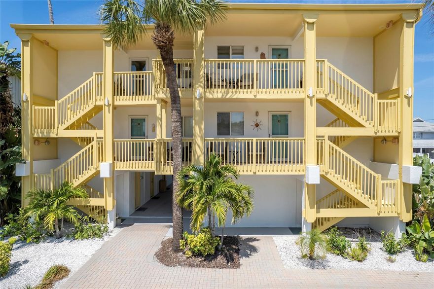 INCOME PROPERTY- SHORT TERM RENTAL ALLOW. 1 WEEK MINIMUM, THIS WEEK IS PERFECT FOR GREAT RETURN IN YOUR INVESTMENT. Top-Floor Corner Condo with Gulf Views | Steps from the Sand Rare opportunity to own a 2BR / 1.5BA Key West-style condo with direct views of the Gulf of Mexico. Located in Sandpiper Sands, a private 4-unit building on the desirable west side of Gulf Blvd—just steps from one of the best beaches on Florida’s west coast. This southwest-facing, top-floor corner unit offers flexibility for investment (7-day rentals allowed), a full-time home, or a weekend beach escape. Highlights include: New A/C (2023) Kitchen with granite counters, wood cabinets, and stainless steel appliances In-unit LG washer & dryer Neutral color palette with ceramic tile and engineered wood flooring throughout Two private balconies to enjoy Gulf breezes and sunsets Fresh exterior paint (2022) and lush, well-kept tropical landscaping Extras that set it apart: More outdoor storage than most beach condos—two private storage bins Under-building parking + paver apron for easy loading/unloading Common patio with grill area Walkable to local restaurants and nightlife Trolley stop right out front for easy access up and down the coast This condo offers location, views, and value that are rarely found together. Don’t wait—schedule your showing today before it’s gone.