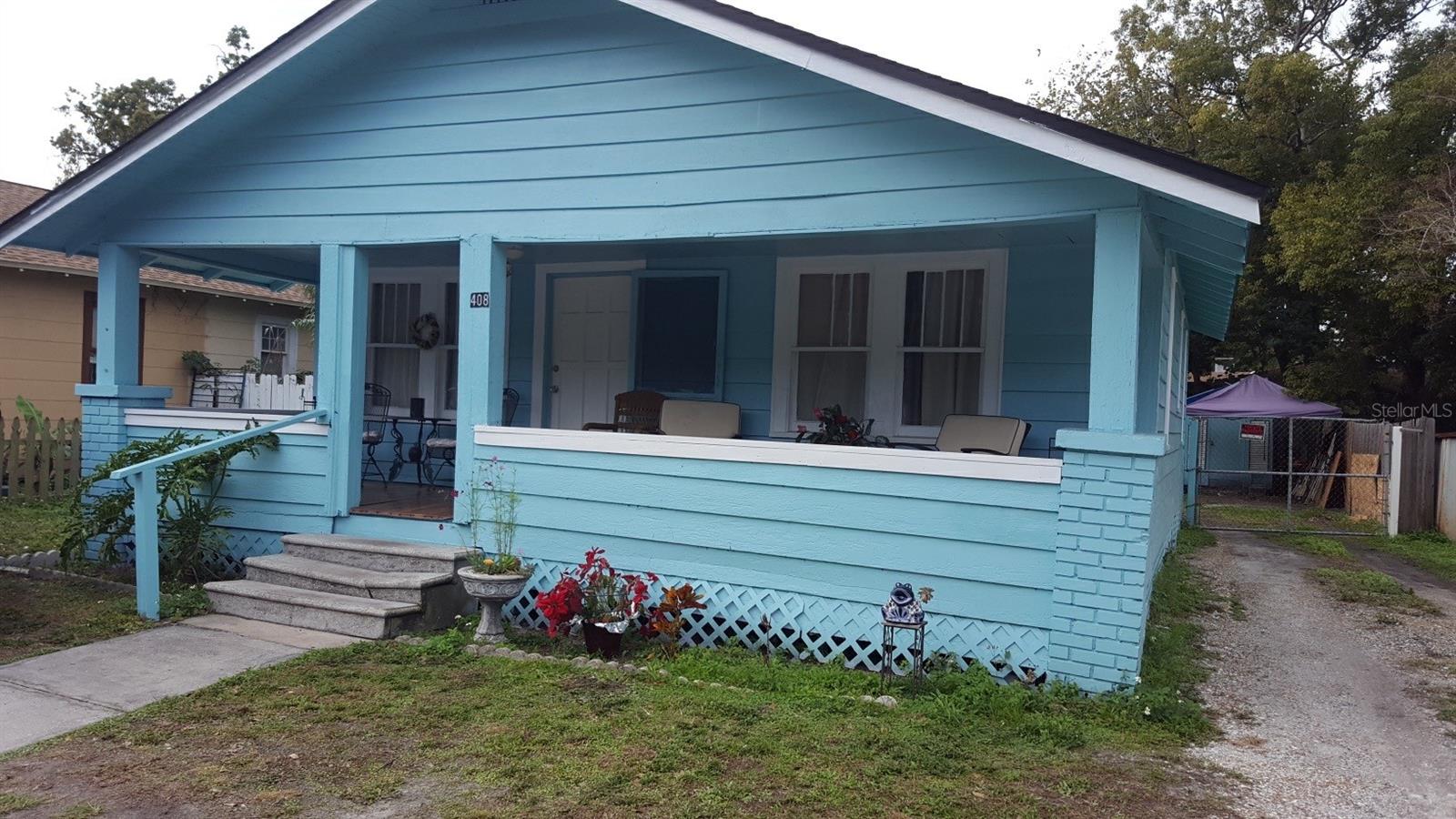 This is cute bungalow in No Flood Zone near downtown Clearwater, has a VERY large fenced in yard, two bedrooms and one bathroom The floor plan is very functional with a mud room and laundry in the back , a full living room and a dining room beyond the kitchen. The house is currently rented. No damage from Hurricane Needs TLC Seller is also license real estate agent
