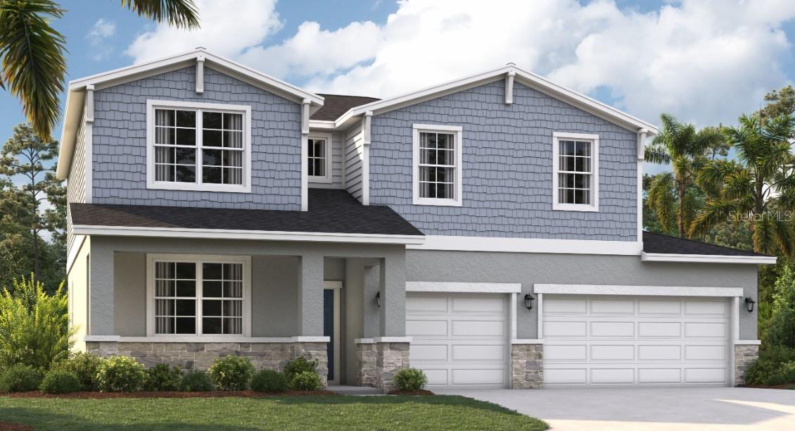 One or more photo(s) has been virtually staged. Welcome to Green Leaf, where modern living meets natural beauty. The homes in this new Brevard County neighborhood are thoughtfully designed to meet your diverse needs, featuring designer-inspired features and open-concept floor plans. You'll fall in love with the modern home designs, spacious three-car garages, expansive homesites, and accessibility of this incredible location. Just minutes from nearby beaches and many outdoor recreation areas and convenient to major highways (I-95, FL 192, and US-1), you'll have the perfect combination of coastal living and easy access to Central Florida attractions. Commuting will be a breeze now that you're close to many area employers, including L3 Harris Technologies, and just 17 miles from Patrick Space Force Base.
The two-story Linden offers the perfect amount of space and smart storage for all buyers. The main living area includes an open-concept kitchen complete with an oversized island and pantry, a spacious family room, dining area, and an additional flex room—an ideal space for working from home. After work, utilize your outdoor space to enjoy the Florida sunset. Upstairs, a roomy loft offers a cozy space with endless possibilities, and just down the hall, you'll find three guest bedrooms, a shared bathroom with a double vanity, and a walk-in laundry room. The large master suite offers plenty of space with a huge walk-in closet and an ensuite bathroom with a stand-up shower and linen closet.