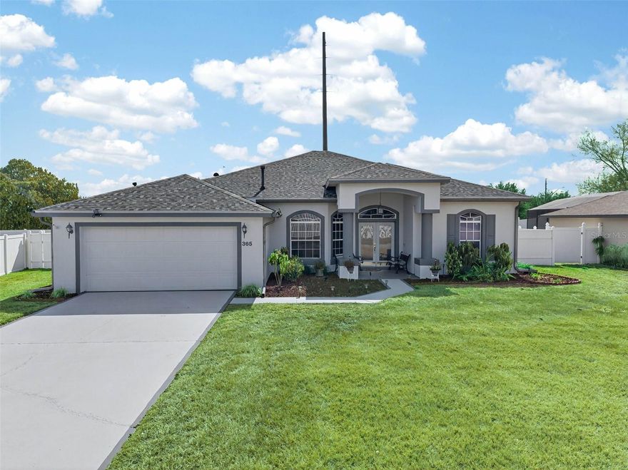 Welcome to the desirable Loma Del Sol Phase II community in Davenport. Ideally located just
minutes from I-4 with easy access to Orlando and Tampa, this well-established neighborhood
features a community park with gazebo and playground.
This beautifully maintained, contemporary POOL home offers 2,225 sq. ft. of living space on an
oversized pie-shaped lot of 0.33 acres with no rear neighbors. The property features a
manicured lawn with irrigation, fully fenced backyard, and low HOA of only $300 annually.
Inside, enjoy a split-bedroom floor plan with formal living and dining rooms, a spacious family
room, arched doorways, and plant shelves throughout. The kitchen offers abundant cabinet
space, breakfast bar, breakfast nook, built-in desk, and black stainless LG appliances (2021)
with remaining warranties.
Step outside to a private screened lanai with covered patio, saltwater pool with solar heater,
waterfall features, and an attached spa—perfect for relaxing or entertaining. Additional
highlights include a wired shed, raised garden beds, and side and rear gates.
The primary suite features sliding glass doors to the lanai, walk-through closets, and a bath with
double sinks, jetted tub, and separate shower. Recent updates include a new roof (Nov 2024)
with 20-year warranty and completed wind mitigation inspection. Natural gas, county water,
septic, and fiber internet available.