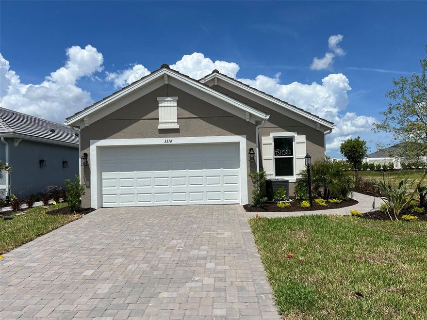 Under Construction. What's Special: Golf Course Community | Dedicated Study | Oversized Garage. New Construction - June Completion! Built by America's Most Trusted Home Builder. Welcome to the Arezzo at 3316 Porto Lane in Esplanade at Azario Lakewood Ranch! This inviting villa offers 1,925 square feet of well planned living space with three bedrooms, two full bathrooms, a private study, and a two car garage. A side entry opens to a bright, open layout where the designer kitchen overlooks the great room and extends to a covered lanai through sliding glass doors. The peaceful primary suite features dual sinks, a private water closet, and a spacious two sided walk in closet. Two additional bedrooms, a shared bathroom, and a versatile study are tucked away on the opposite side of the home to provide comfort and flexibility. Additional Highlights Include: tray ceiling package, 4' garage extension, study in lieu of flex, extended screened patio cage, outdoor kitchen rough in, double pocket doors at study, 8' interior doors, impact glass, additional sink in bath 2, and pre plumb only for laundry sink. Photos are for representative purposes only. MLS#A4689427

Resort-Style Living in Esplanade at Azario Lakewood Ranch, the perfect blend of relaxation and recreation! Enjoy the heated resort-style pool, state-of-the-art fitness center, and energizing aerobics classes. For outdoor enthusiasts, there are pickleball courts, scenic trails, Vitality Park, and if golf is your game, you'll love Esplanade's 18-hole championship course! Unwind with a facial massage or by the fire pit after a workout. Exclusive amenities like a Wellness Center, Culinary Center, and sports courts ensure there's something for everyone, whether you want to stay active or relax in style.