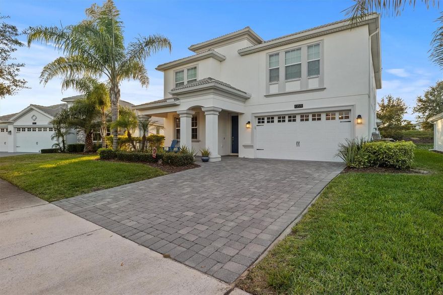 Don’t miss this stunning 5-bedroom, 4.5-bath home offering over 3,800 + sq. ft. of living space, located in the highly sought-after gated golf community of Champions Gate. Built in 2018, this beautifully maintained two-story residence boasts outstanding curb appeal with a paver driveway, manicured landscaping, and a charming covered entry. As one of the largest floor plans in the community, this home offers exceptional space and functionality. Step inside to a bright, open-concept layout filled with natural light and finished with tile flooring throughout the main living areas and no carpet anywhere in the home, ideal for easy maintenance and Florida living. The home features a formal dining room and a spacious modern kitchen with a large island and seating, stainless steel appliances, subway tile backsplash, recessed lighting, abundant cabinetry, and a huge walk-in pantry, seamlessly flowing into an expansive great room and large family room, perfect for entertaining and everyday living. Sliding glass doors lead to an oversized screened-in lanai overlooking a private backyard, creating a seamless indoor-outdoor living experience. The first-floor primary suite offers a relaxing retreat with dual vanities, a soaking tub, and a walk-in shower. Additional bedrooms and flexible living spaces provide plenty of room for family, guests, or home offices. 
Schedule your private tour today and enjoy resort-style living in one of Champions Gate’s premier communities.