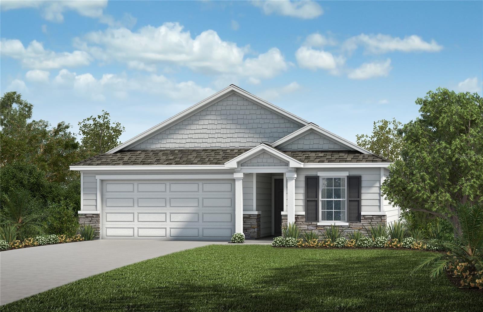 Under Construction. This single-story home is ready for move-in today! Inside, discover an open floor plan with volume ceilings and an inviting great room that leads to the covered back patio. Prepare meals in the modern kitchen, which boasts Woodmont® 42-in. upper cabinets, a wet island, laminate countertops and Whirlpool® stainless steel appliances. The primary suite features a walk-in closet and connecting bath that offers quartz countertops, a dual-sink vanity and walk-in shower with tile surround. Other highlights include ENERGY STAR® certified lighting, Moen® faucets, Kohler® sinks and an ecobee3 Lite smart thermostat. Enjoy your evenings on the screened in large covered back patio with a fenced in yard. KB Home at Whiteview Village is a gated community with a brand-new community pool and small lake. Closing cost assistance available on this home.