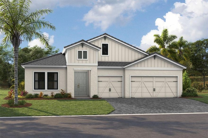 Under Construction. Bayshore I
This Bayshore I is currently under construction and will be ready August or September! Thoughtfully designed with both style and livability in mind, this home showcases Sonoma Duraform Linen cabinetry with a warm wood finish, beautifully paired with Frost Whte MSI 3CM quartz countertops and Pride Plus Accent Riverside LVP flooring for a clean, modern feel throughout.

Spanning 2,572 square feet, the Bayshore I delivers an open and inviting layout that brings the kitchen, dining, and great room together with ease. The design creates a natural flow for everyday living, entertaining, and relaxing at home.

With 3 bedrooms, 3 bathrooms, and a 3-car garage, this home provides the perfect blend of comfort and flexibility. A dedicated den adds valuable space for a home office, study, or quiet retreat, while the private owner’s suite and secondary bedrooms are thoughtfully arranged for convenience.

The covered lanai overlooks a spacious backyard, creating a beautiful outdoor extension of the home. With elevated finishes, generous living spaces, and a layout designed for modern Florida living, this Bayshore I brings together style, function, and lasting comfort.

Images shown are for illustrative purposes only and may differ from actual home. Completion date
subject to change.