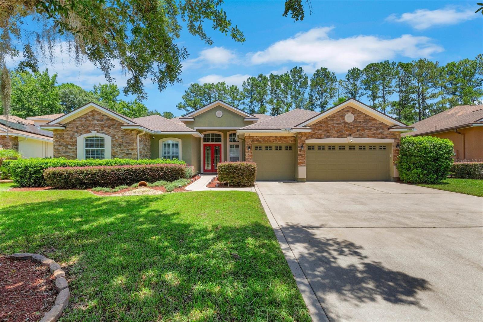 Experience Florida luxury living at its finest in this beautifully upgraded 5-bedroom, 3-bath pool home, nestled on a private cul-de-sac lot in the gated community of King & Bear in World Golf Village. With over 3,000 square feet of living space, this move-in-ready home features an open-concept layout, soaring ceilings, engineered hardwood floors, crown molding, a gas fireplace, and custom finishes throughout. At the heart of the home is a gourmet kitchen with granite countertops, a large center island, stainless steel appliances, and a spacious walk-in pantry—perfect for both everyday living and entertaining. The main-level primary suite offers a tranquil retreat with a tray ceiling, dual walk-in closets, and a spa-like en-suite bath with a soaking tub and separate shower. Upstairs, a versatile bonus room provides the ideal space for a media room, playroom, or guest suite. Step outside to your own private oasis with a screened lanai, sparkling pool and spa, and a paver deck designed for relaxing and hosting guests. An oversized 3-car garage ensures ample storage. Being sold AS IS, WHERE IS, Buyer is responsible for all inspections. All information & property details set forth in this listing, including all utilities & all room dimensions, are approximate, are deemed reliable but not guaranteed, & should be independently verified if any person intends to engage in a transaction based upon it. Seller/current owner does not represent and/or guarantee that all property information & details have been provided in this MLS listing.