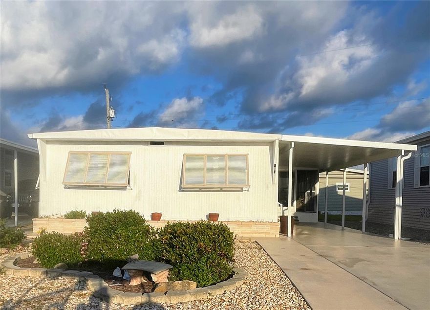 THIS 2 BEDROOM, 1 1/2 BATH HOME HAS A SPACIOUS LIVING ROOM. UPDATED KITCHEN WITH NEWER COUNTERTOPS, DOUBLE SINKS IN KITCHEN, MICROWAVE ABOVE THE OVEN, LAMINATE AND TILE FLOORS. MINIMAL MAINTENANCE OUTSIDE WITH AN ISLAND FOR YOUR DECORATIVE SHRUBS AND FLOWER GARDEN. SCREEN ENCLOSED LANAI ACCESS FROM CARPORT.
ENJOY THE FLORIDA LIFESTYLE. THIS BEAUTIFUL COMMUNITY, WHICH INCLUDES TWO CLUBHOUSES, BOTH WITH FULL KITCHENS. ONE HAS A STAGE FOR THE MANY PRODUCTIONS, AND BANDS FOR ENTERTAINMENT AND DANCING. THE OTHER SITS ON THE WATERWAY WITH MANY DOLPHIN AND MANATEE SIGHTINGS. BOAT SLIPS AVAILABLE TO RENT, WITH EASY ACCESS TO THE INTRACOASTAL WATERWAY AND GULF. THERE IS A HEATED POOL AND HOT TUB, PICKLEBALL, CORNHOLE, SHUFFLEBOARD, A FITNESS CENTER, LIBRARY, SEWING ROOM, PING PONG, BILLIARDS. BOOK CLUB, POKER, BRIDGE, TRIVIA, BINGO, TOO MANY GROUPS TO MENTION. GOLF CART PARADES AND SCAVENGER HUNTS. EASY ACCESS TO SHOPPING, BEACH, HISTORIC DOWNTOWN VENICE. ACCESS TO TRAIL, FOR WAKING OR RIDING YOUR BIKE.