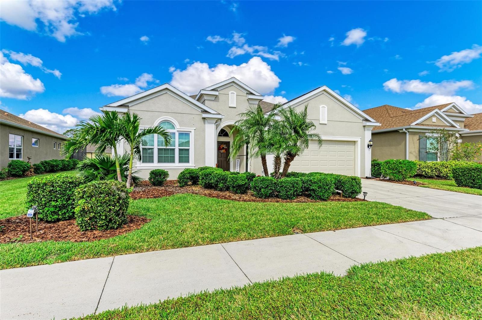 Welcome to your next chapter in the coveted Eagle Trace community, where luxury seamlessly blends with unparalleled convenience. This isn't just a house; it's an invitation to a lifestyle of comfort, security, and exceptional value, made even more appealing by two extraordinary seller incentives designed specifically for your peace of mind and financial ease. WE ARE OFFFERING 6 MONTHS OF PREPAID HOA FEES AND OFFERING HOME WARRANTY COVERAGE FROM AMERICAN HOME SHIELD (Shield Complete Coverage) FOR A FULL YEAR AT CLOSING!! Nestled within the prestigious gates of Eagle Trace, this community redefines relaxed luxury. Enjoy the financial benefits of LOW HOA FEES and absolutely NO CDD FEES, complemented by the convenience of included ground maintenance – leaving you more time to enjoy life. Community amenities are second to none, offering resort-style living right at your doorstep: a refreshing community pool and spa, a fun-filled playground, dedicated walking and biking trails, tennis courts for active enthusiasts, and even a dog park for your furry companions. Step inside this meticulously maintained residence, where elegance and comfort converge. Beautiful tile flooring flows throughout the main living areas, creating a cohesive and easy-to-maintain space, gracefully transitioning to the warmth of wood floors in the den and all bedrooms. The heart of the home, the spacious kitchen, is a true chef's delight. It boasts stainless steel gas appliances, an abundance of additional cabinetry, and an extended stone countertop that culminates in a huge island with a breakfast bar – perfect for entertaining or casual dining. Throughout the home, crown molding adds a touch of sophisticated charm, enhancing every room's aesthetic appeal. The owner's suite is a serene retreat, featuring a graceful trey ceiling and abundant natural light. Its luxurious en-suite bath is a spa-like oasis with a walk-in shower adorned with decorative tile accents, dual vanities, and a separate water closet for added privacy. The versatile den, accessed through double glass doors and featuring elegant wood floors, serves as an ideal home office, library, or cozy reading nook. The second bedroom continues the theme of sophistication with its own wood floors and crown molding, while the second bath impresses with cultured marble counters and beautiful subway tile, ensuring every detail has been thoughtfully considered. This home stands apart with its significant upgrades designed for ultimate comfort and security. It includes a convenient two-car garage, a priceless WHOLE HOUSE KOHLER GENERATOR ensuring continuous power, IMPACT WINDOWS for superior protection and energy efficiency, and a BRAND-NEW ROOF (with transferrable warranty) – providing ultimate peace of mind and comfort year-round, regardless of the weather. Beyond the community gates, you'll discover unparalleled convenience. Eagle Trace offers close proximity to a wealth of shopping destinations, diverse restaurants, excellent medical facilities, and the premier UTC Mall. With easy access to I-75, your commute is simplified, placing all of Southwest Florida within easy reach.