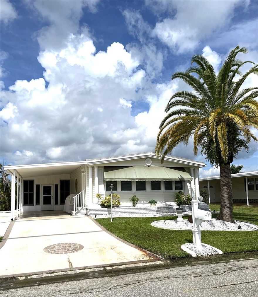 Nicely updated home in popular land owned Harbor Isles.  Large ticket items including kitchen and both
bathrooms have been updated.  Open floor plan makes entertaining and casual living a breeze.  Plenty of elbow room for visiting friends and family.  Enjoy the large air conditioned Florida room, great for football parties, preparing libations, games, hobbies and more.  The laundry area has direct access from the Florida room for privacy.  No carpet, ceramic tile or laminate throughout.  Both bedrooms have walk-in closets.  The membrane roof was replaced in 2018, A/C 2022.  This pet friendly, 55+ community boasts resort like amenities and 
activities that will keep you busy year round.  Convenient to beaches, shopping, dining, Atlanta Braves ball field, downtown Wellen Park, interstate and airports.  Call today for your private viewing.
