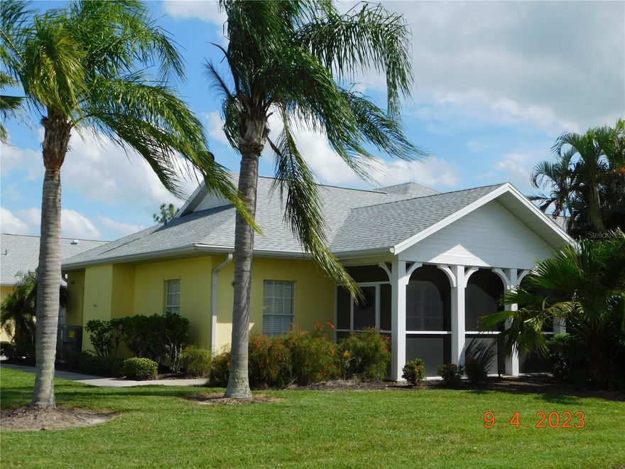 Well-maintained with a new roof, A/C and interior upgrades, this corner lot, open floor plan villa, is just the perfect year-round or seasonal home for you! Welcoming front porch lanai opens to the well-lit great room, breakfast bar kitchen with pantry, and features a split bedroom floor plan with a bonus room: den, office... your choice! Pull right into your attached, oversized two-car garage and enter conveniently into your kitchen. Villas in this gated, nesting bird sanctuary community don't last long. Heritage Lake Park offers a stunning clubhouse, fitness center, heated pool, tennis/pickleball courts, catch & release fishing, and more! Golf carts are allowed. CDD fee is included in the annual taxes represented.