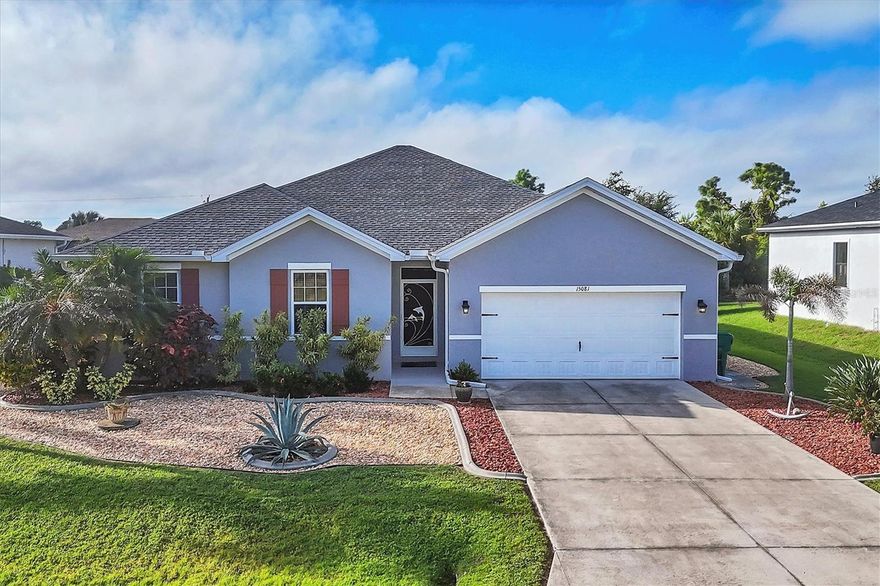 Stunning Heated Saltwater Pool Home in the desirable South Gulf Cove community, this 3-bedroom, 2-bath + den home offers the perfect blend of comfort and Florida coastal living. The highlight of this property is the large, spectacular heated saltwater pool—a size rarely found even in homes twice the price. Inside, the open-custom floor plan includes a bright living room with large windows, a lovely dining area, split bedrooms for privacy, and a gourmet kitchen with modern appliances, beautiful cabinetry, pantry, and a spacious center island. The adjacent dining and living areas provide plenty of space for entertaining or relaxing. Additionally, the home features a spacious entry closet.  The master suite features a large private bath, dual vanities, and a huge oversized 8’x13’ft walk-in closet plus two additional closets, while the private guest wing offers 2 spacious bedrooms and 2nd bathroom. The large den can also be an additional 4th bedroom by adding a closet. Step outside to enjoy the Florida lifestyle with a covered lanai and a sparkling heated pool, perfect for swimming, lounging, or hosting gatherings. Additional highlights include a spacious garage and storage areas. This home is ideally located near Gulf beaches, boating, fishing, nature trails, golf courses, entertainment and so much more. Whether you’re looking for a full-time residence or seasonal snowbird retreat, this property is move-in ready with tons of storage space, and it’s waiting for you! Call Today for your private showing.