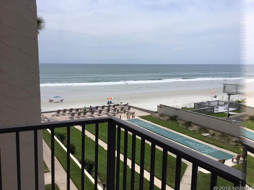 Oceanview and Pool View in oceanfront complex. Only 1 unit between this oceanview unit and the oceanfront unit on the 3rd floor. No drive beach. Move in ready. Bonus room has a single bed. Master bedroom has large walk-in closet.  Furniture and furnishing are included.  Great rental investment or a vacation home for you and your family.  Balcony overlooks the heated pool and kiddie pool with fantasic oceanviews.  Don't miss this one.  Low maintenance fee (internet included) and no current assessments. ;Water: City