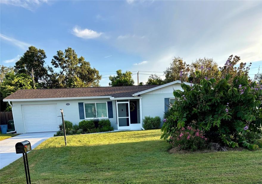Move-in ready!  A sturdy block home with 2 bedrooms, 2 full baths, an ideal  Florida winter home or starter home in Venice, FL, with NO HOA or CDD fees.
Features include: impact windows, city water and sewer,  a 1-car garage plus a long driveway to fit 3 cars and a private fenced-in low maintenance backyard with no homes behind and a storage shed. Home is fully updated  (2022-2024) including roof, water heater, appliances, tile floors throughout, new cabinets, marble countertops, glass backsplash, interior |/exterior paint, closet organizers, ceiling fans, and A/C ductwork. Updates in 2021 include the garage door and fence.  A/C  2018, electrical panel  2017. Impact windows and doors were installed in 2016.  Additional features: extended lanai, heavy-duty garage screen, overhead garage storage, plantation shutters, high-recessed lighting, cast-iron tub, dual sinks in the master bath, and new bathroom cabinets. 
 Move-in ready, low maintenance with nearby access to Historic Venice, 11 beaches, convenient shopping, dining, art, golfing, boating, nightlife, festivals, and new top-rated  Hospital with excellent state-of-the-art care.  Make it yours today.
