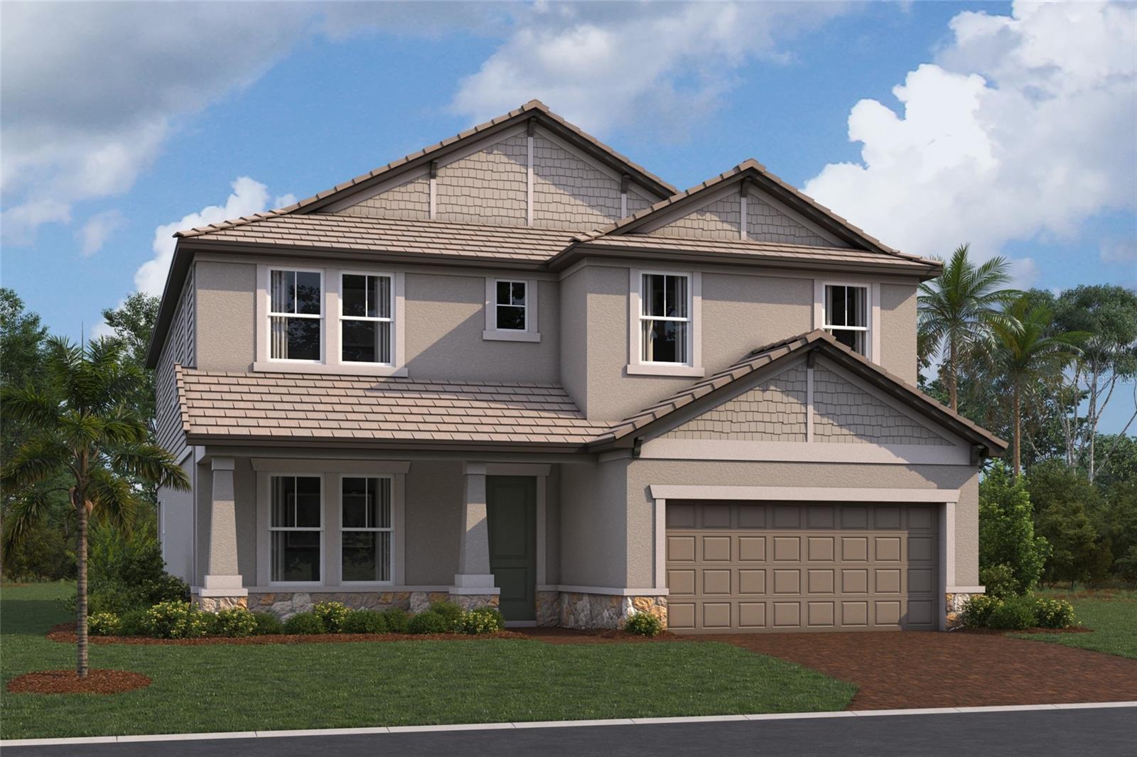 Under Construction. ****SPECIAL FINANCING AVAILABLE FOR A LIMITED TIME ONLY FROM PREFERRED LENDER. RESTRICTIONS APPLY, FOR QUALIFIED BUYERS, SUBJECT TO APPLICABLE TERMS AND CONDITIONS. SUBJECT TO CHANGE WITHOUT NOTICE****
Welcome to the Estero at Sweetwater. A two-story home featuring five bedrooms, four bathrooms, and a two-car garage. Encompassing 3,316 square feet of versatile living space, the main floor offers an open-concept design, with the great room flowing into the café and kitchen.
As you step inside, you'll first be greeted by a den to one side of the foyer and the laundry room on the other. The foyer leads you directly into the main living space.
The kitchen is equipped with a walk-in pantry and a large island. A sliding door opens from the café to a covered lanai, perfect for outdoor relaxation or entertaining.
The first floor also includes a convenient guest bedroom with access to a full pool bath.
Upstairs, the owner's suite serves as a luxurious retreat with dual walk-in closets and an expansive owner's bath featuring dual vanities, a soaking tub, and a separate shower.
Two bedrooms upstairs include built-in closets and share a full bath, while a fourth bed and bath sit at the top of the stairs. A large bonus room offers endless possibilities, whether as a game room, media room, or additional living space.
This thoughtfully designed home combines ample storage, flexible spaces, and an open layout.