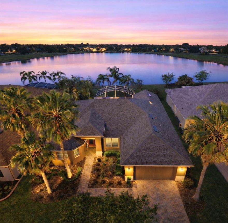 One or more photo(s) has been virtually staged. Exquisitely maintained and beautifully upgraded, this 2,528 sq ft home is ideally situated on a premium oversized homesite with an exceptional tranquil pond and golf course views. Designed for both everyday living and entertaining, the open-concept floor plan features 2 bedrooms, 2 baths, a spacious private study/den, and an oversized 2-car garage. Enjoy true Florida living in the expansive Florida room and the large covered, screened lanai-perfectly positioned to capture the serene water and golf course views. 
Inside, tile flooring extends throughout the main living areas, complemented by elegant crown molding and abundant natural light.
The well-appointed kitchen is the centerpiece of the home, featuring granite countertops and backsplash, ample prep space, and upgraded cabinetry! It opens seamlessly to the great room and dining area, creating an ideal setting for entertaining or relaxing while enjoying the peaceful views.
 Updates include New Roof 2024, Central Vacuum System, plantation shutters and a new HVAC system installed in 2025, offering added comfort and peace of mind. Located within the award-winning 55+ community of Solivita, residents enjoy resort-style amenities including 14 community pools, 2 championship golf courses, 3 on-site restaurants, over 250 social clubs, a vibrant village center, and more than 4,200 acres of beautifully maintained grounds. HOA dues include lawn care, irrigation water, highspeed internet and cable service — delivering true maintenance-free living.