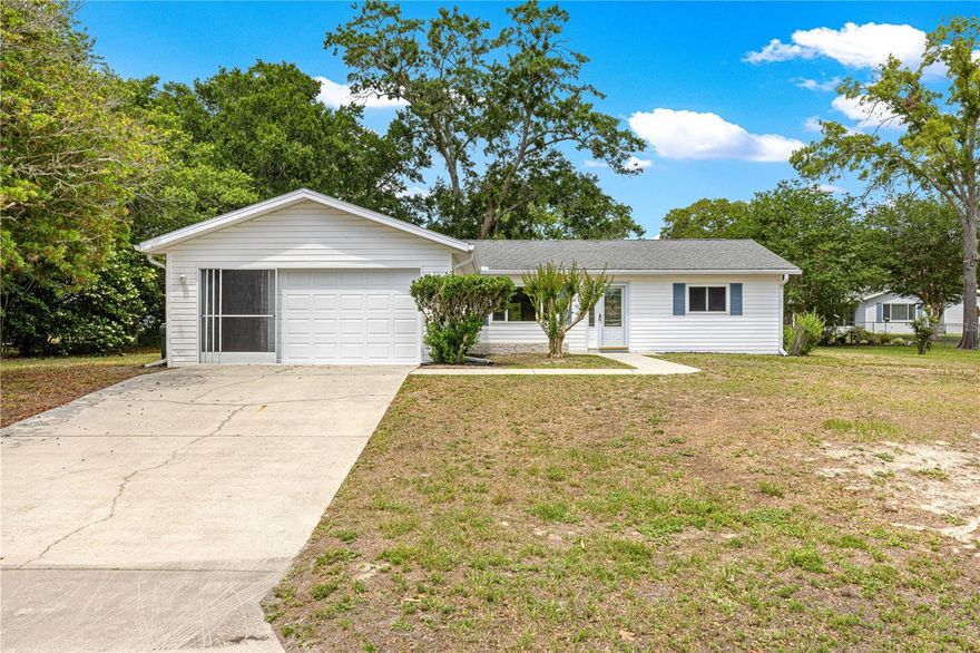 Welcome home to this beautifully updated and move-in ready 2 bedroom, 2 bathroom home with a spacious 2-car garage, located in a desirable 55+ community on the southwest side of Ocala! This thoughtfully designed split floor plan offers privacy with bedrooms situated on opposite sides of the home, while the open-concept living area creates a bright and inviting feel throughout.

One of the standout features is the large Florida room under air, adding valuable extra living space perfect for relaxing, entertaining, a hobby room, or enjoying the Florida lifestyle year-round.

This home has been extensively updated and meticulously maintained with replacement windows, brand new vinyl plank flooring throughout, fresh interior paint, and a freshly painted garage including the garage floor. The newer hot water heater, new electrical panel, and updated attic plumbing provide added peace of mind for years to come.

Conveniently located close to shopping, dining, medical facilities, and everyday conveniences, this home truly offers comfort, convenience, and low-maintenance living.

Best of all, the home can come fully furnished, making it an easy turnkey option for seasonal or full-time living.

There is absolutely nothing left to do, just move right in and start enjoying everything this beautiful home and community have to offer!