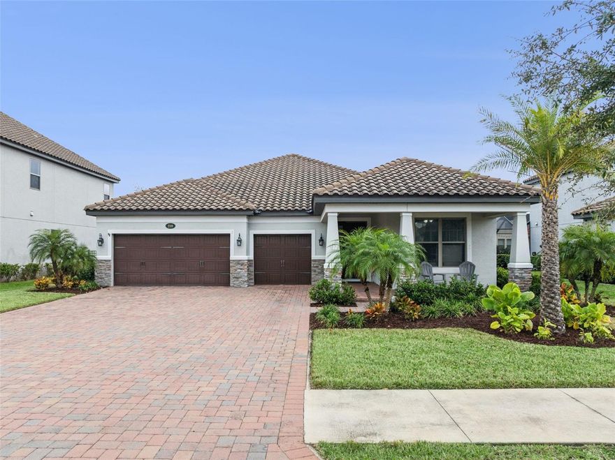 Welcome to 219 Lugano Way, located in the gated waterfront community of Riviera Bella. Built in 2019, this beautifully maintained home offers 4 bedrooms, 3 bathrooms, and a desirable split floor plan designed for both comfort and privacy. A classic tile roof and 3-car garage add to the home’s curb appeal, with golf carts welcome throughout the neighborhood. Inside, you’ll find white cabinetry and stone countertops throughout, creating a bright, timeless aesthetic. The spacious primary suite features a large bedroom, dual vanities, and an oversized walk-in closet. Recent upgrades include custom built-ins in the laundry room and the fourth bedroom, adding both style and functionality. Riviera Bella is a natural gas community, providing gas service to the stove and water heater. Enjoy an exceptional lifestyle just minutes from the St. Johns River, with access to a community-only boat ramp. Additional amenities include a clubhouse, resort-style pool, and fitness center, making this home the perfect blend of luxury, convenience, and Florida living.