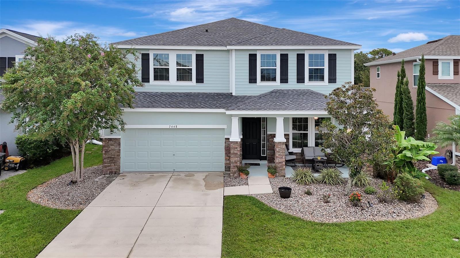 Imagine pulling into a neighborhood that feels tucked away yet so close to everything —
At 7448 47th Avenue Circle East, every detail has been considered so you can simply move in and enjoy. From the moment you step inside, light bounces off freshly painted walls (2021) and new fixtures, while soft carpet underfoot (2021) gives the upstairs spaces a warm, welcoming feel. The brand-new roof (Aug 2025) and fresh exterior paint (2025) mean peace of mind for years to come. Even the little details — like updated landscaping (2022), leveled pool pavers (2024), and re-screened windows — speak to a home that has been cared for inside and out.
The layout flows with both function and charm: a first-floor guest suite create a private retreat for visitors and the den for work-from-home needs, while upstairs, the primary suite becomes your sanctuary. It’s not just oversized — it features a cozy nook that’s perfect for curling up with a book, sipping morning coffee, or creating your own lounge space. Two additional bedrooms and a large bonus room make it easy to spread out, play, or gather together.
Step outside, and life here just gets better. A sparkling pool and screened lanai set the stage for summer barbecues, weekend swims, or quiet evenings under the stars. Beyond the lanai, your yard offers a tropical touch with banana plants, an orange tree, and a Limon tree- all fruit bearing and perfect for picking fresh fruit before a swim or adding a homegrown twist to your favorite recipe.
And when you’re ready to venture out, you’ll love how easy it is to get anywhere — just minutes from I-75, shopping, dining, and everyday conveniences. With a low HOA fee and no CDD, this community offers both charm and value.
This isn’t just a house — it’s a home designed to be lived in, loved, and enjoyed for years to come.